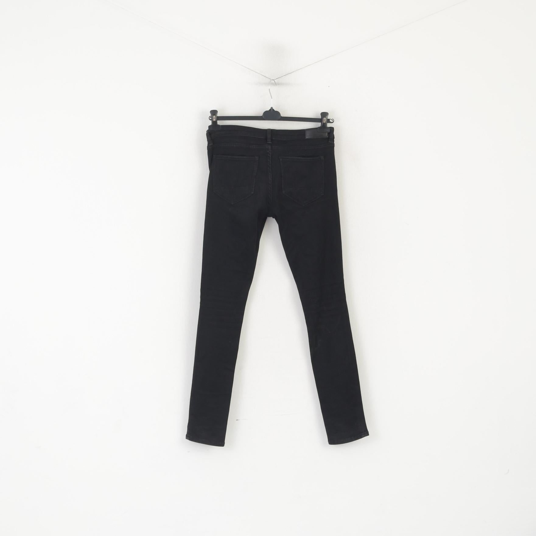 Pantaloni jeans AllSaints 31 da donna Pantaloni Ashby Roseport skinny in cotone nero elasticizzato