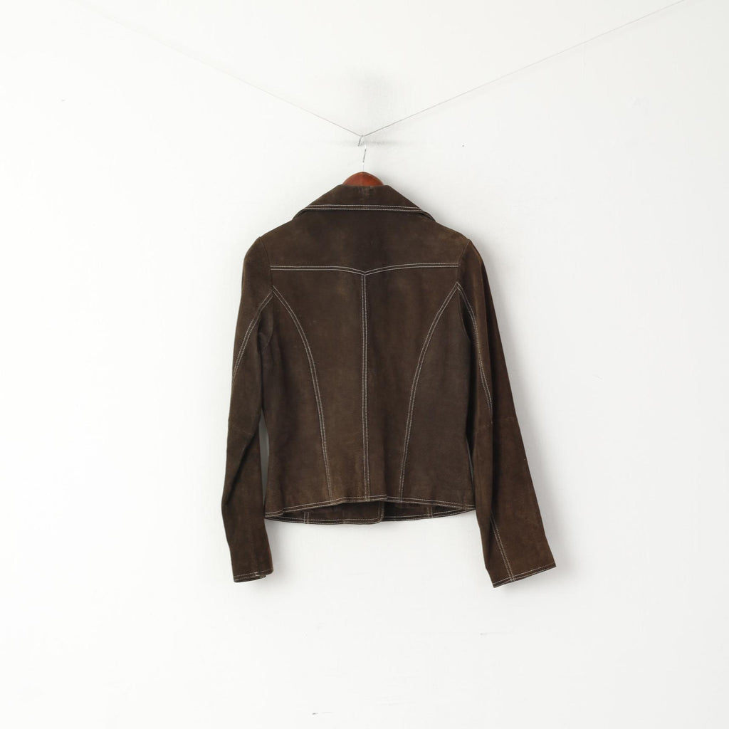 Sasha Women 12 M Jacket Brown Leather Vintage Single Breasted Blazer