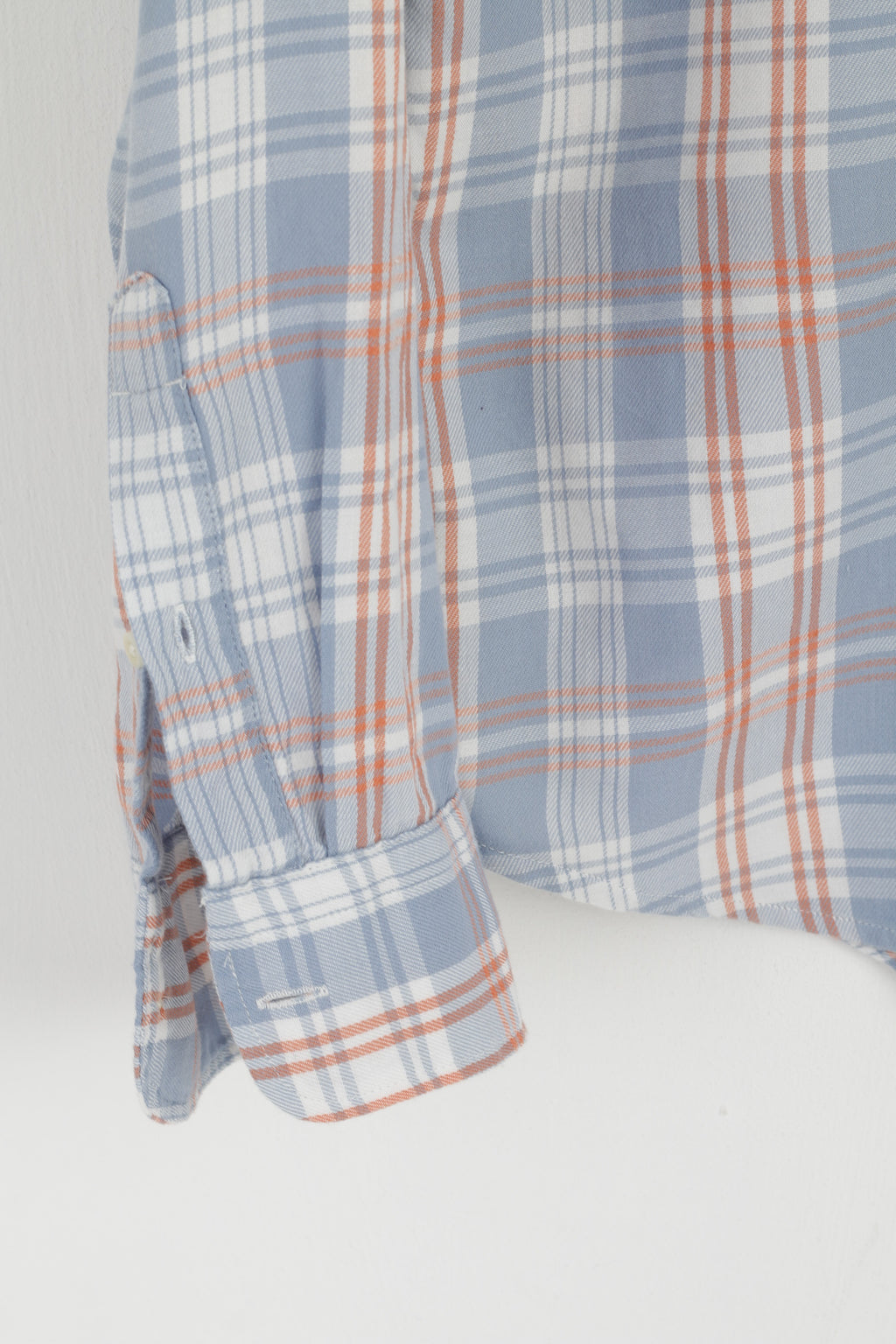 Levi's Men L Casual Shirt Blue Soft Cotton Check Pocket Long Sleeve Top