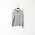 Superdry Men 2XL Long Sleeved Shirt Grey Cotton Idris Elba Henley Stretch Top