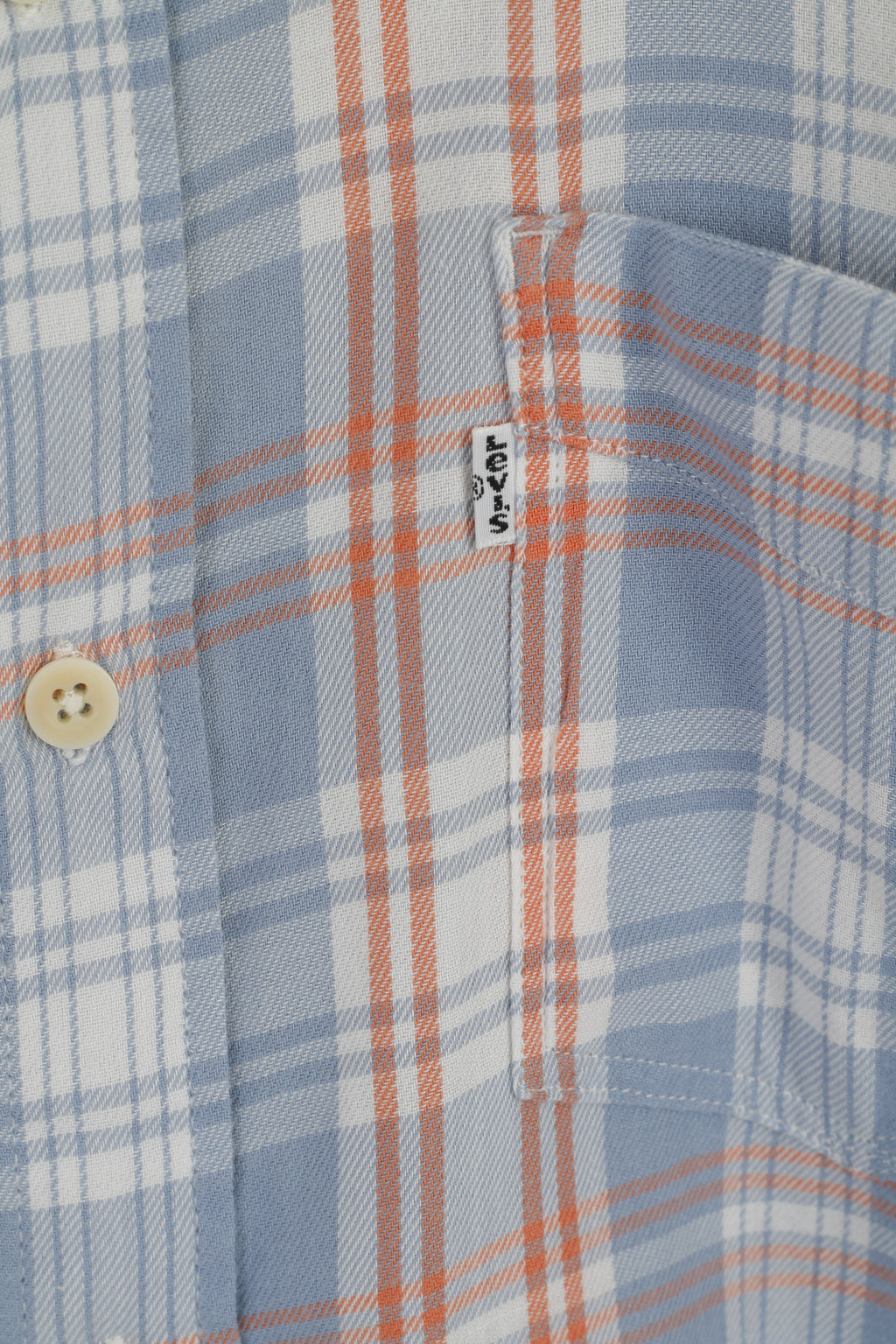 Levi's Men L Casual Shirt Blue Soft Cotton Check Pocket Long Sleeve Top