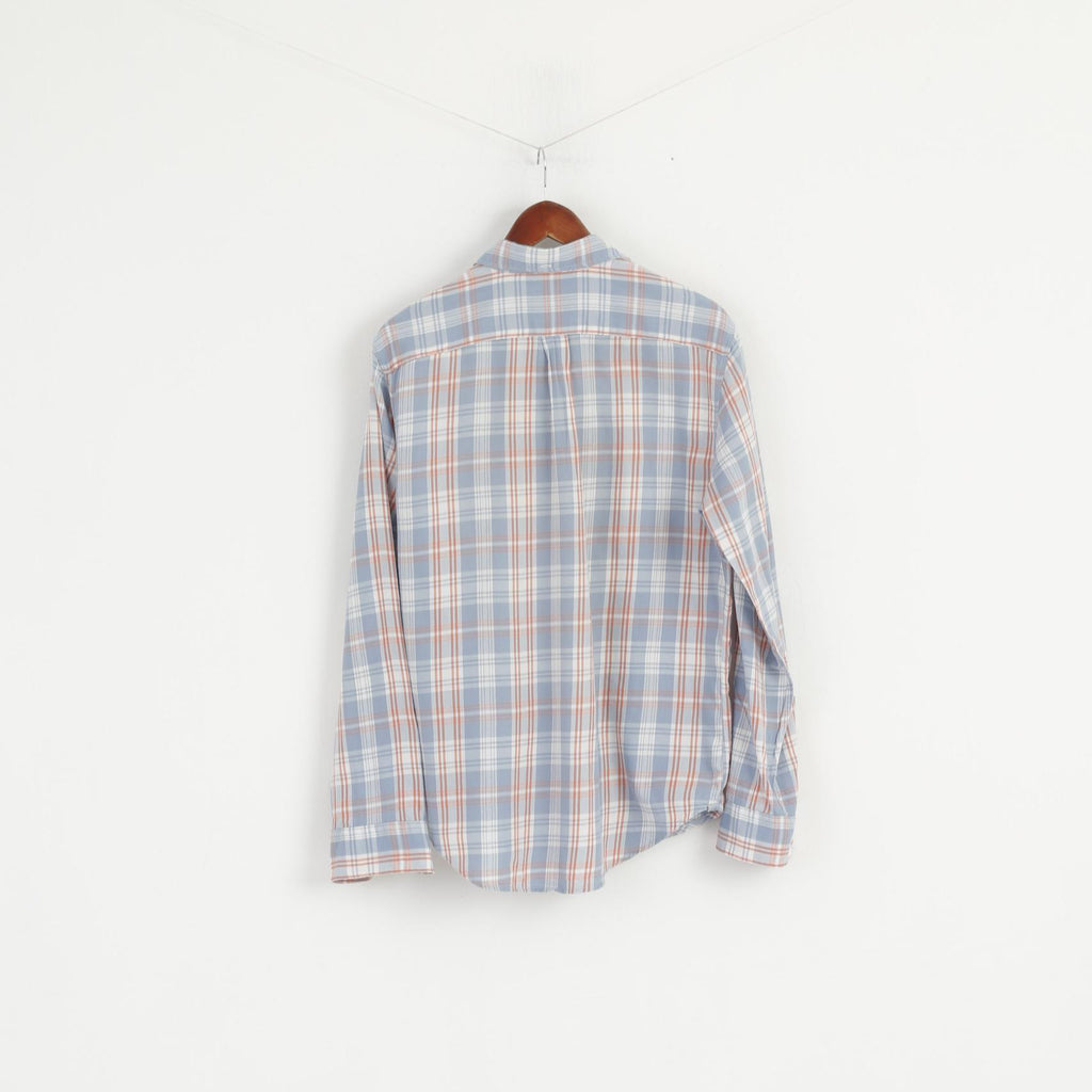 Levi's Men L Casual Shirt Blue Soft Cotton Check Pocket Long Sleeve Top