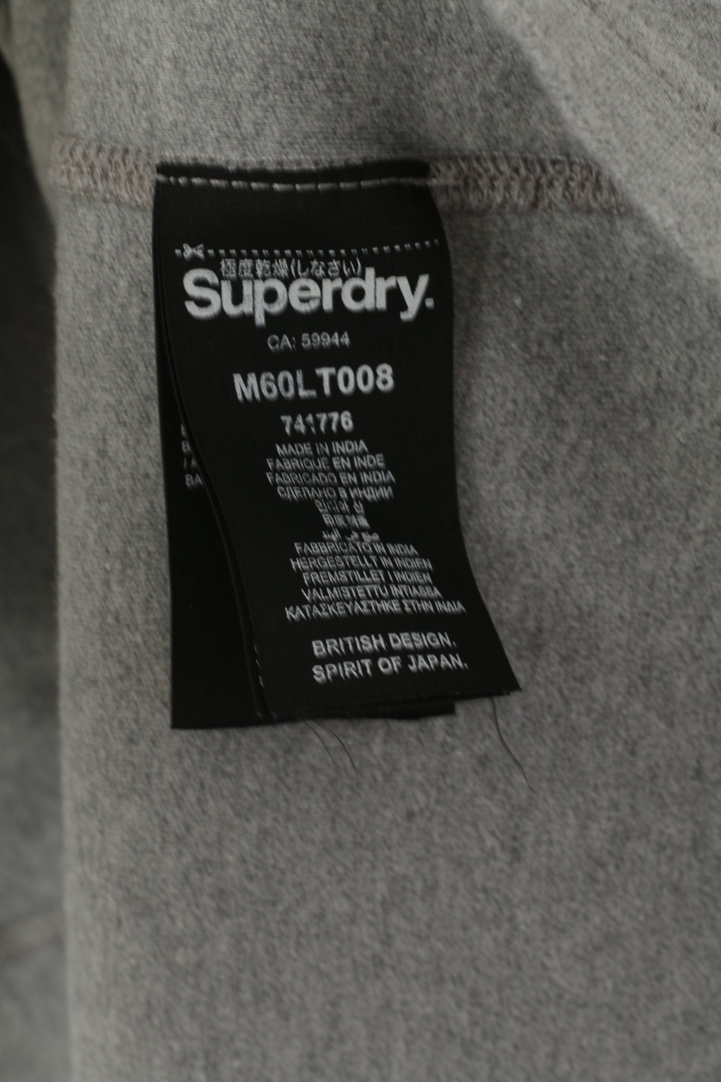 Superdry Hommes 2XL Chemise à Manches Longues Gris Coton Idris Elba Henley Stretch Top