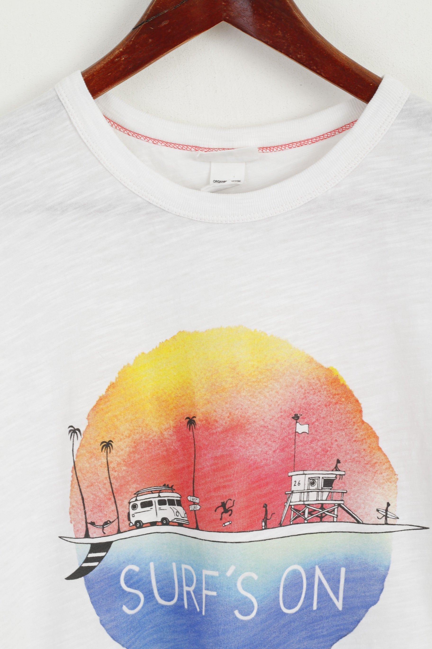 T-shirt H&amp;M Jonas Claesson Ragazzi 12-14 Età 158/164 Top da surf in cotone organico bianco
