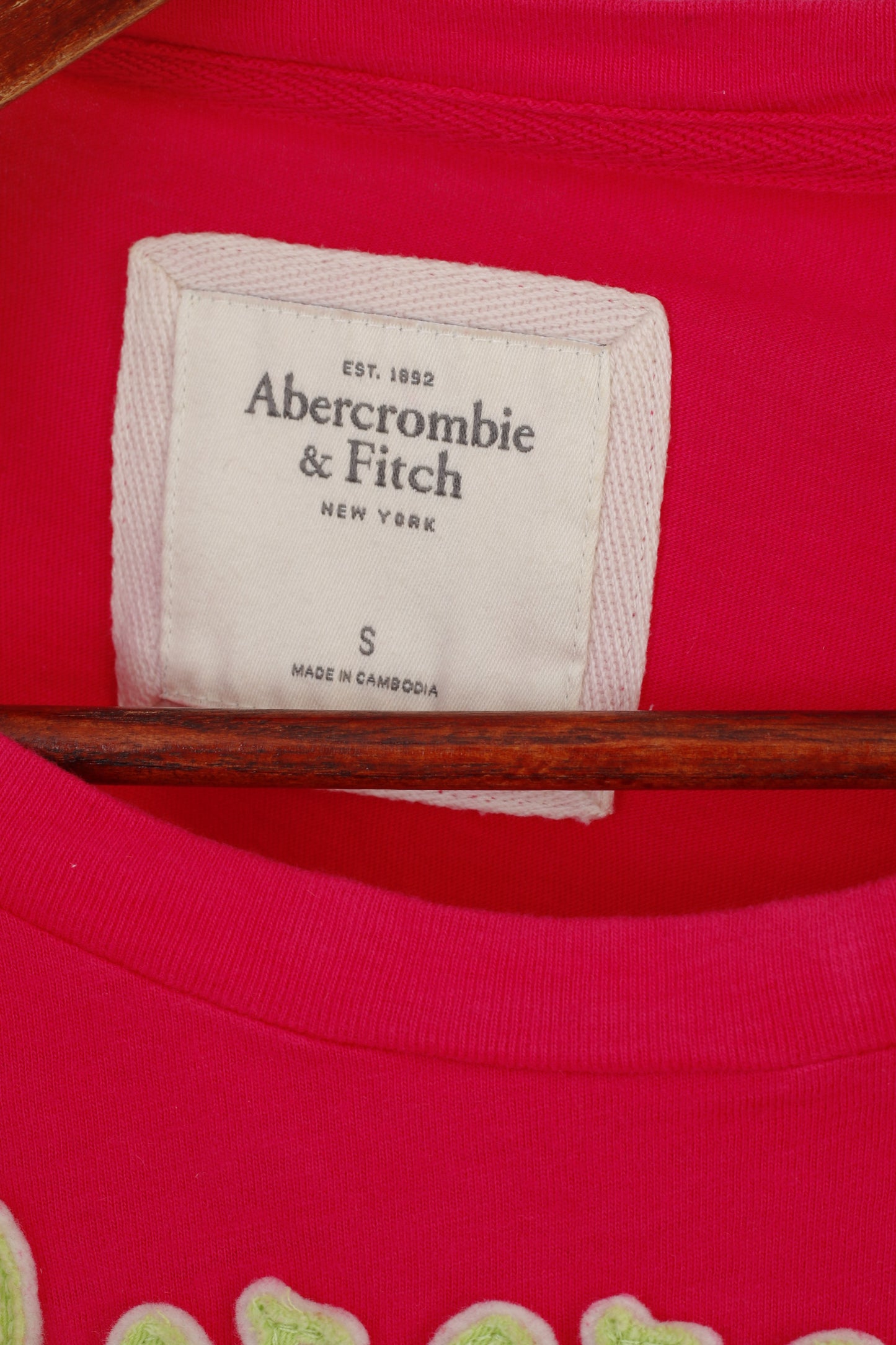 Abercrombie & Fitch Women S Shirt Pink Cotton Slim Fit Stretch Crew Neck Top