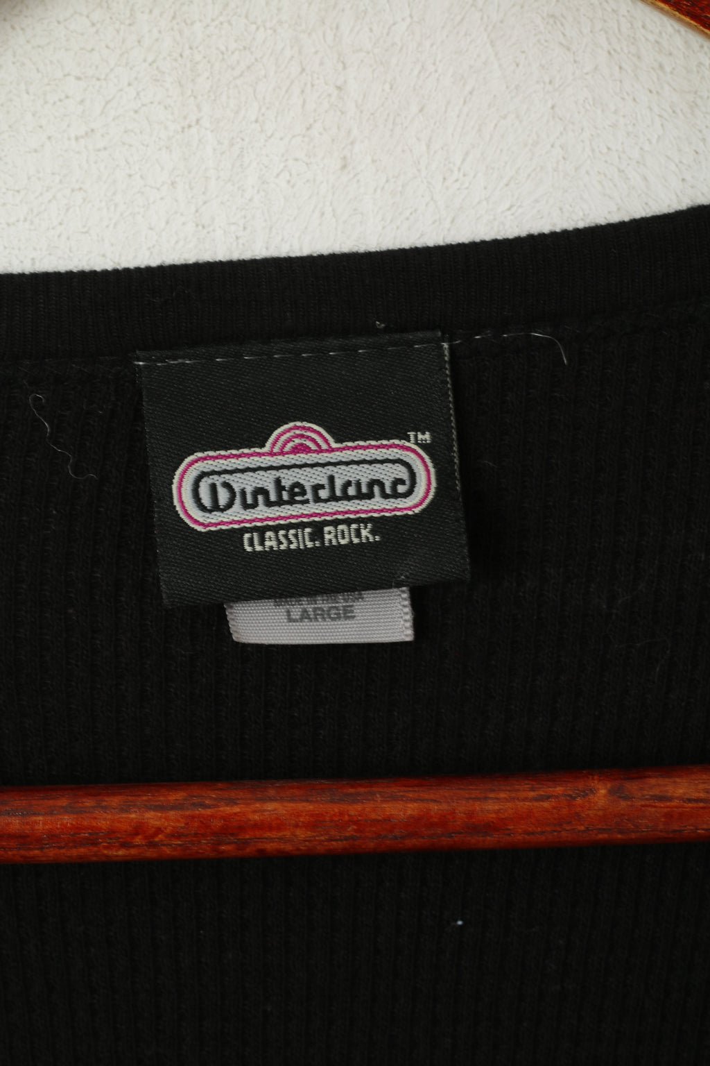 Winterland Classic Rock Men L Chemise à manches longues Noir KISS Band Music Stretch Top