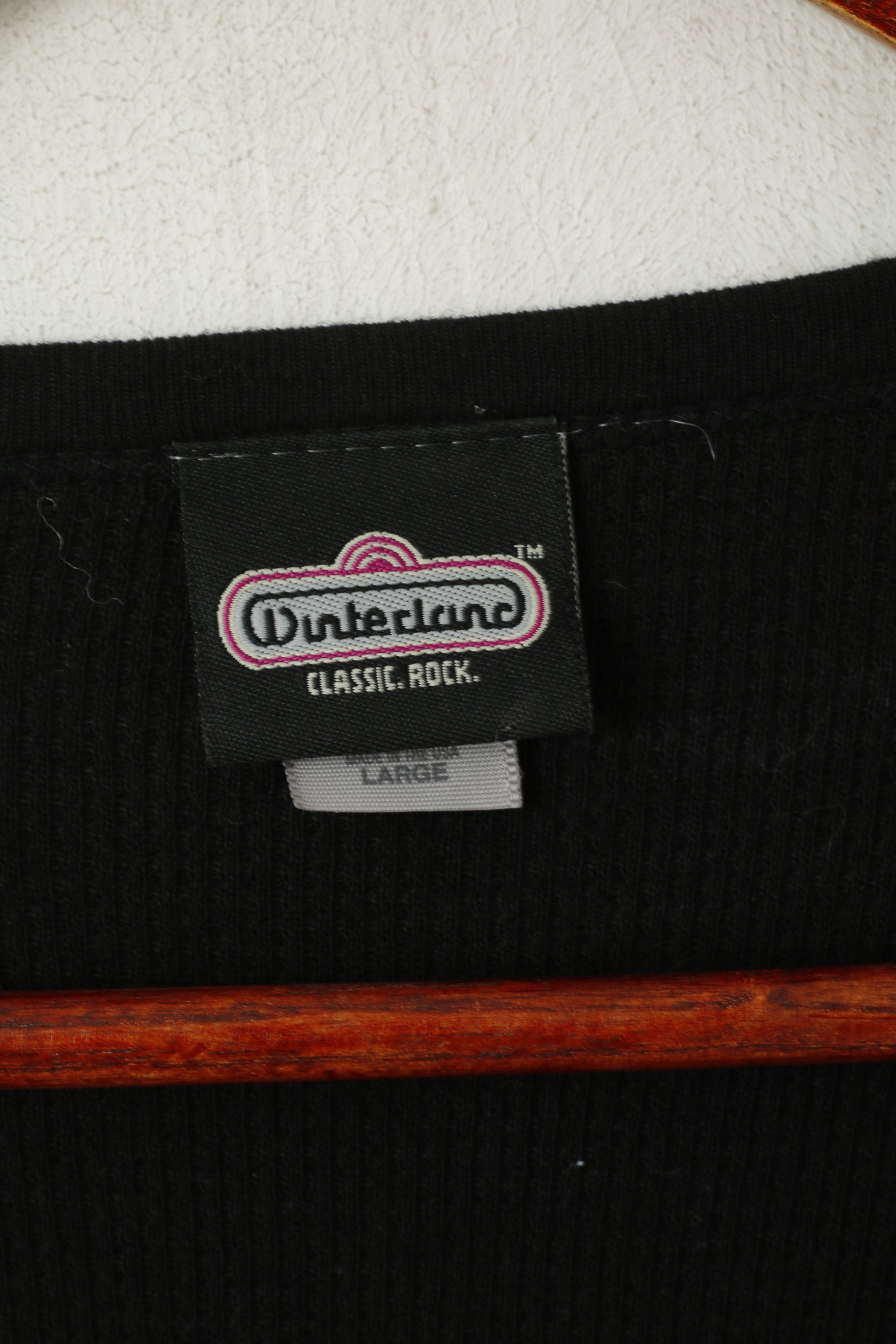 Winterland Classic Rock Men L Chemise à manches longues Noir KISS Band Music Stretch Top