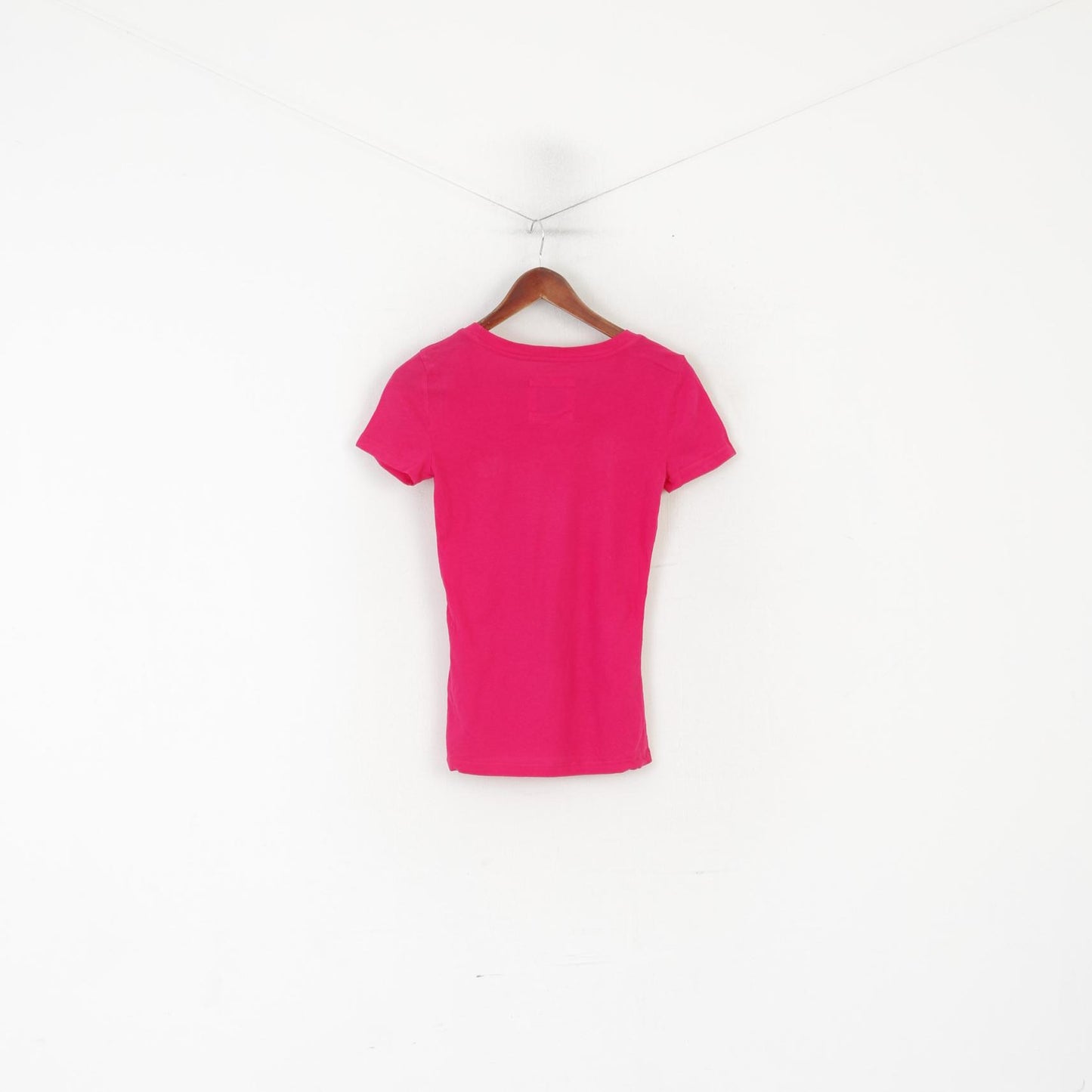 Camicia da donna Abercrombie &amp; Fitch Top girocollo elasticizzato slim fit in cotone rosa