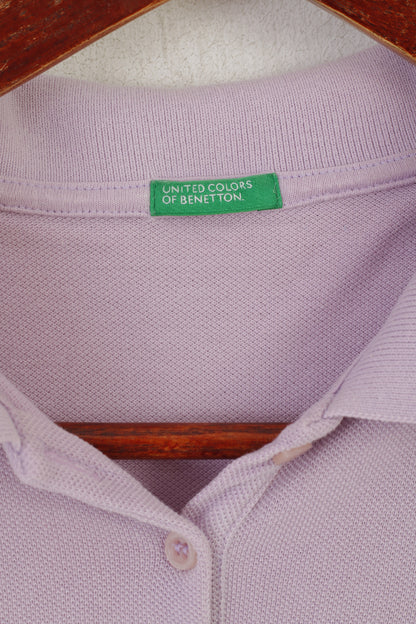 United Colors Of Benetton Women L (M) Polo Shirt Violet Cotton Vintage Sport Top
