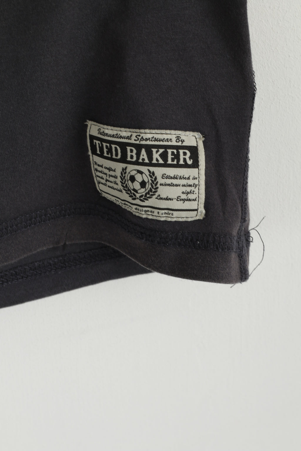 Ted Baker Men 4 L T-Shirt Grey Cotton Graphic Football Club  Sportswear Top