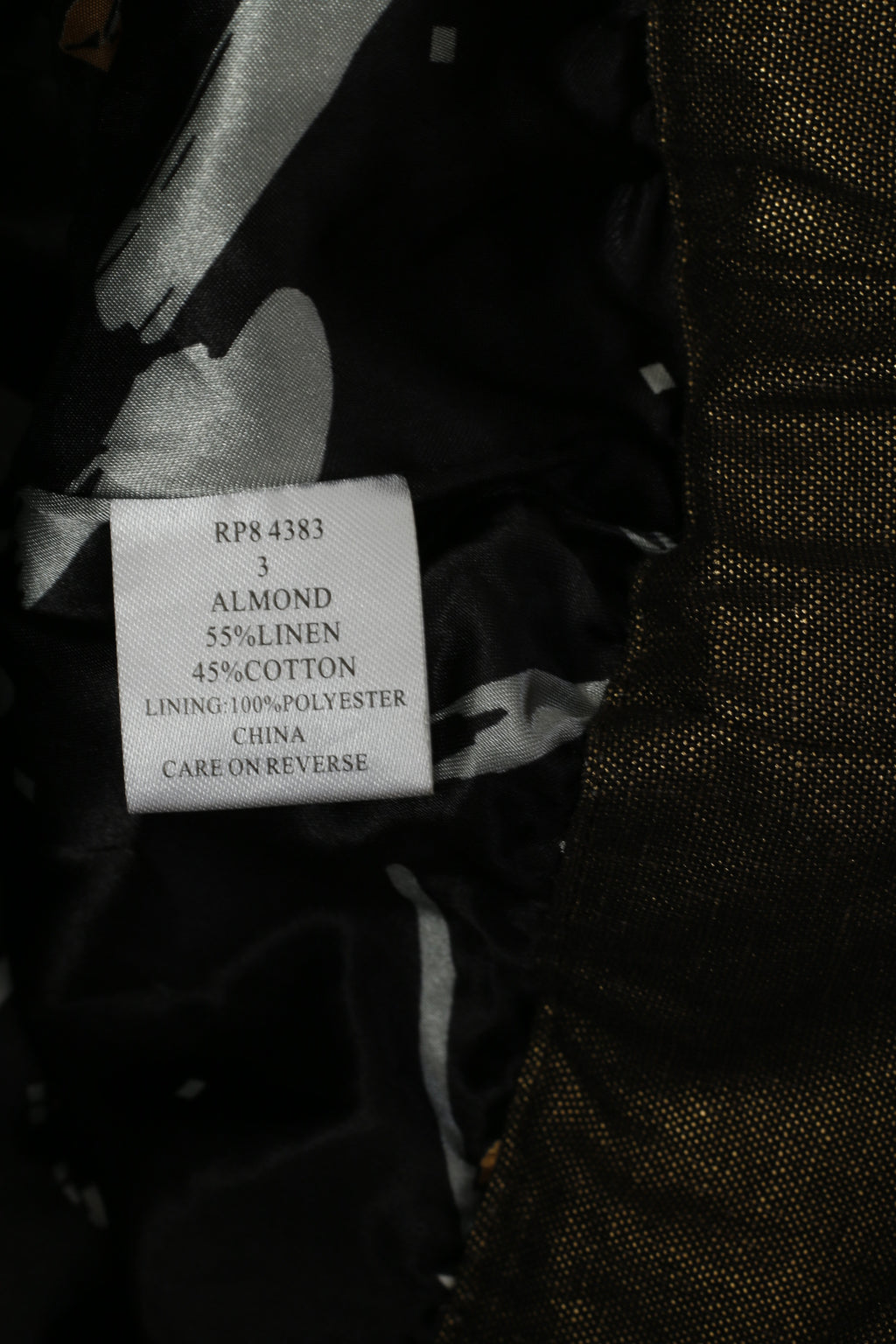 Ringspun Women 3 S Jacket Shiny Gold Turtle Neck Linen Cropped Zip Up Top