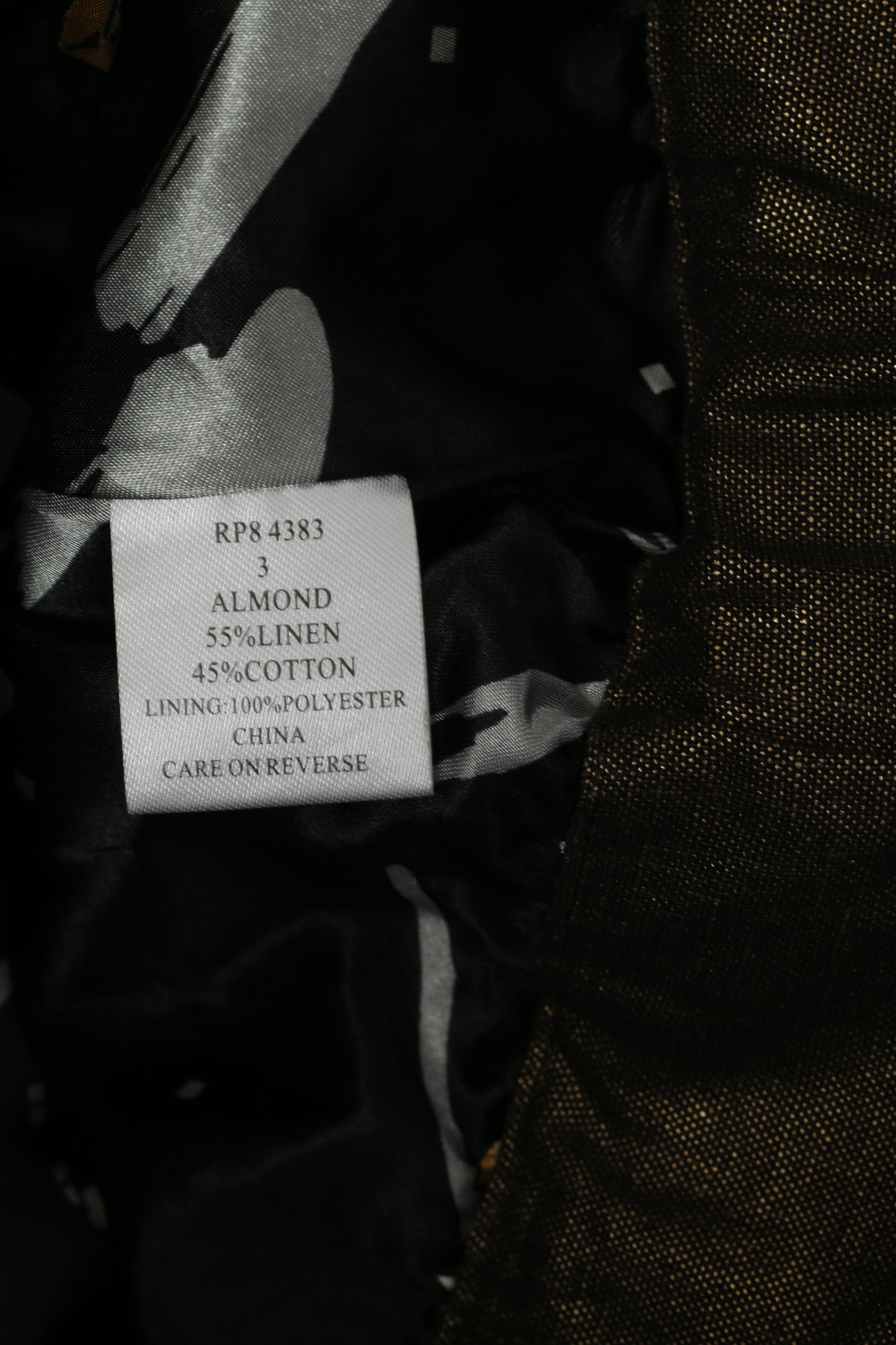 Ringspun Women 3 S Jacket Shiny Gold Turtle Neck Linen Cropped Zip Up Top