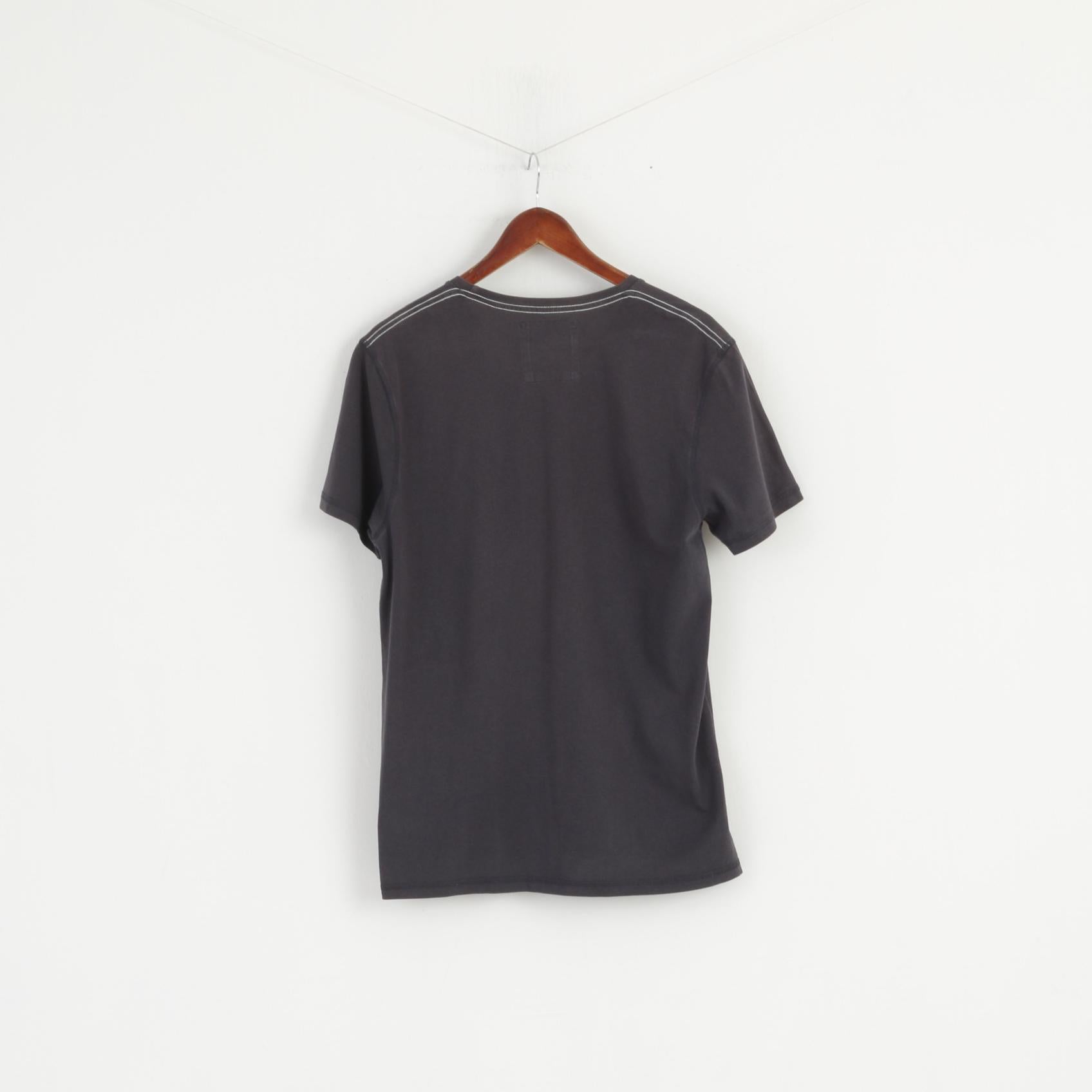 Ted Baker Men 4 L T-Shirt Grey Cotton Graphic Football Club  Sportswear Top