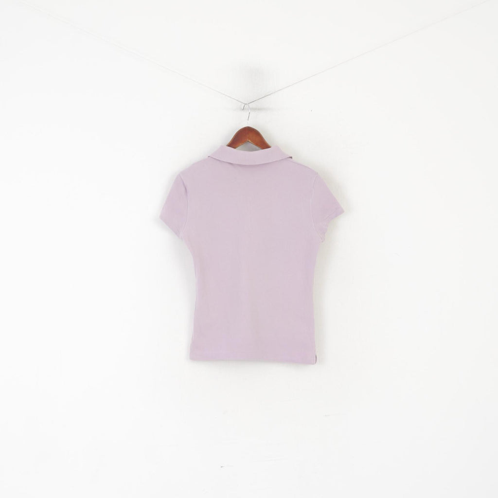 United Colors Of Benetton Women L (M) Polo Shirt Violet Cotton Vintage Sport Top