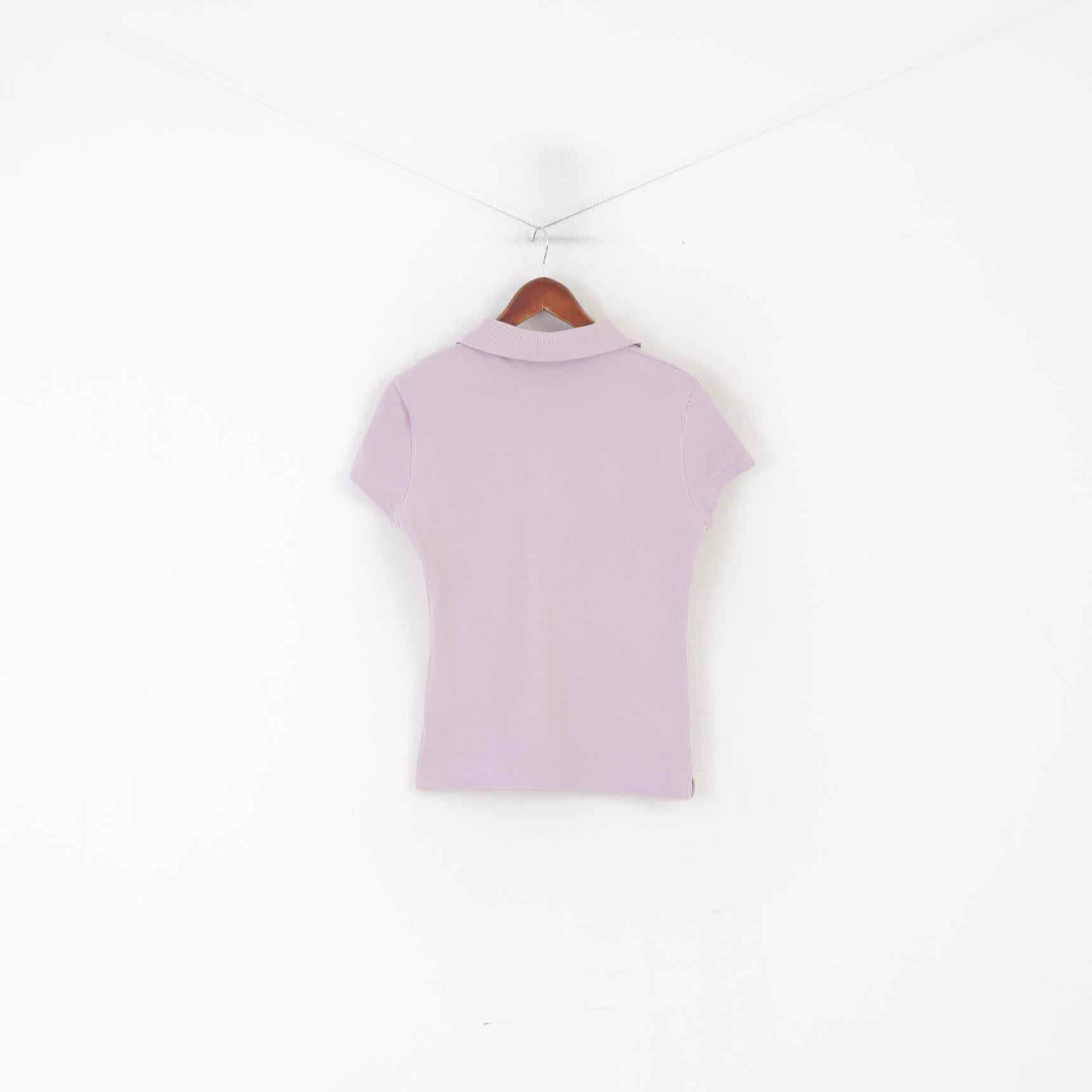 United Colors Of Benetton Women L (M) Polo Shirt Violet Cotton Vintage Sport Top