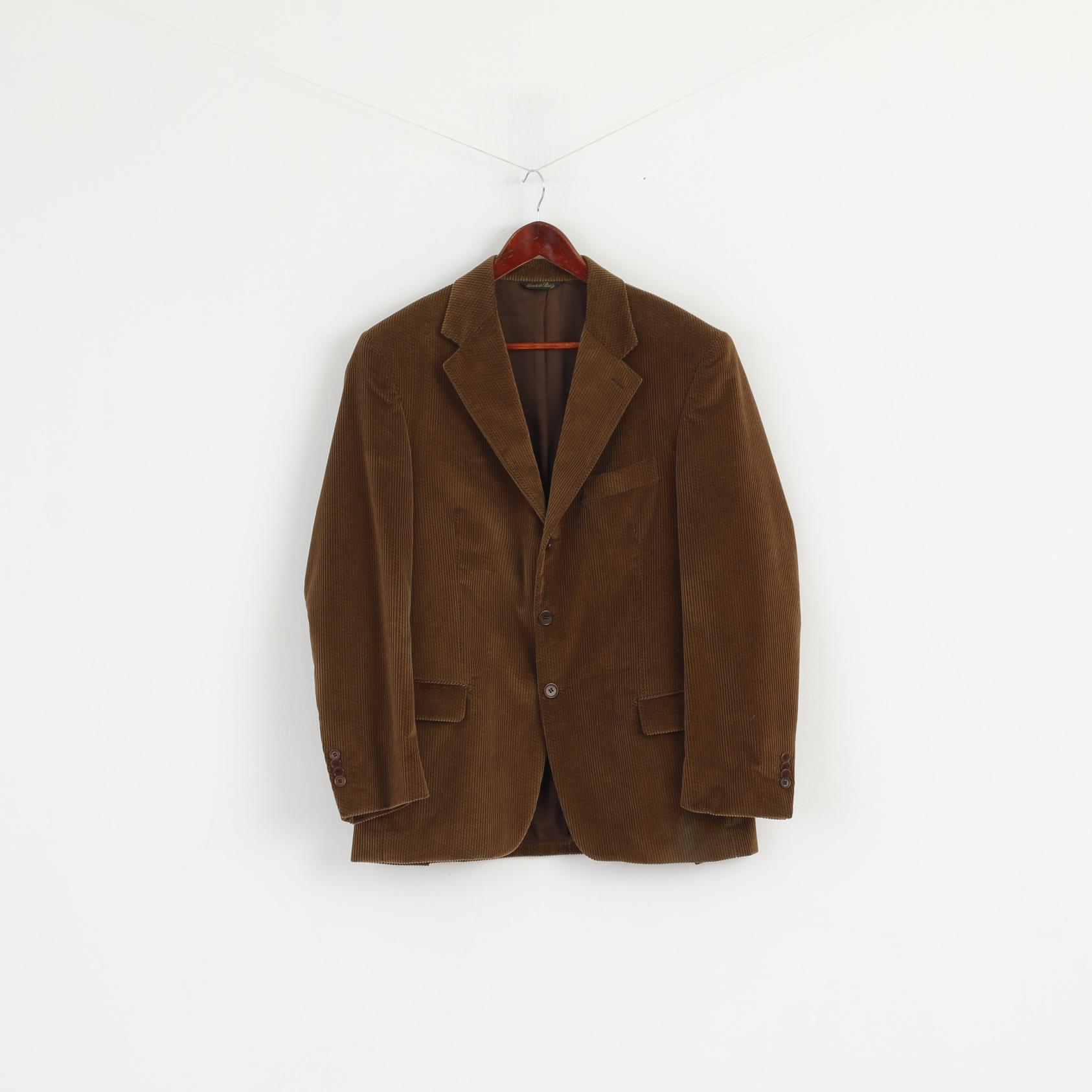 I Velluti Pontoglio Giacca Uomo 48 Blazer Marrone Velluto Velluto a Coste di Cotone Made in Italy