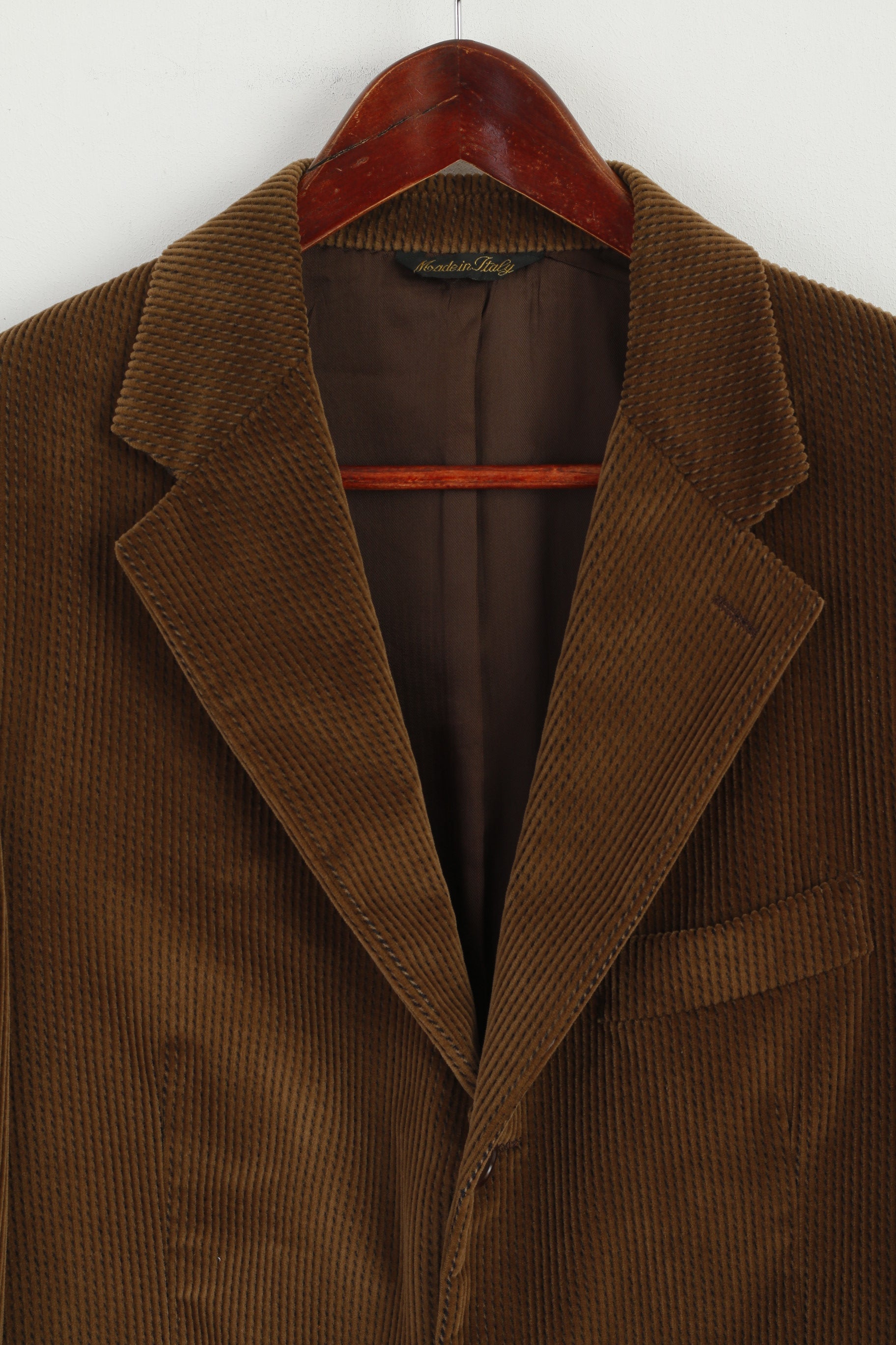 I Velluti Pontoglio Giacca Uomo 48 Blazer Marrone Velluto Velluto a Coste di Cotone Made in Italy