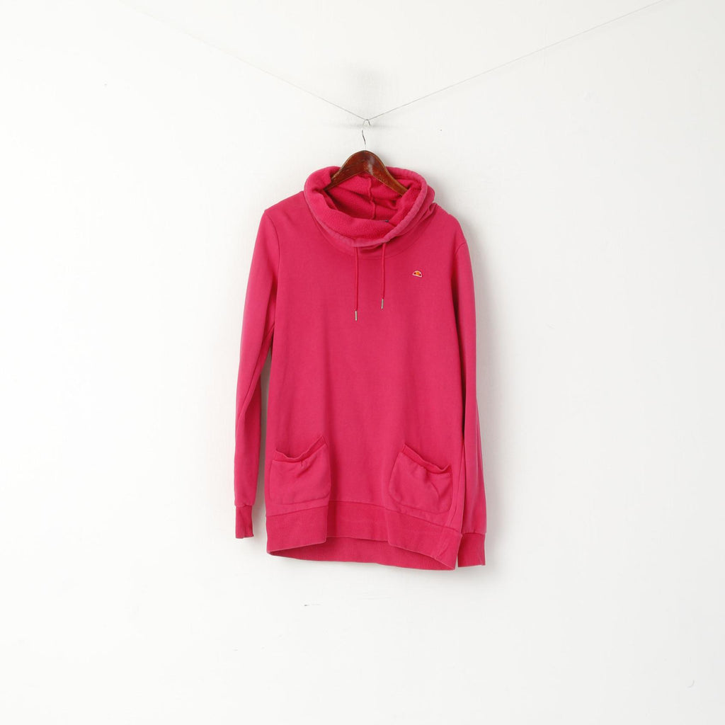 Ellesse Felpa XL da donna Felpa lunga in cotone rosa con collo alto sportivo