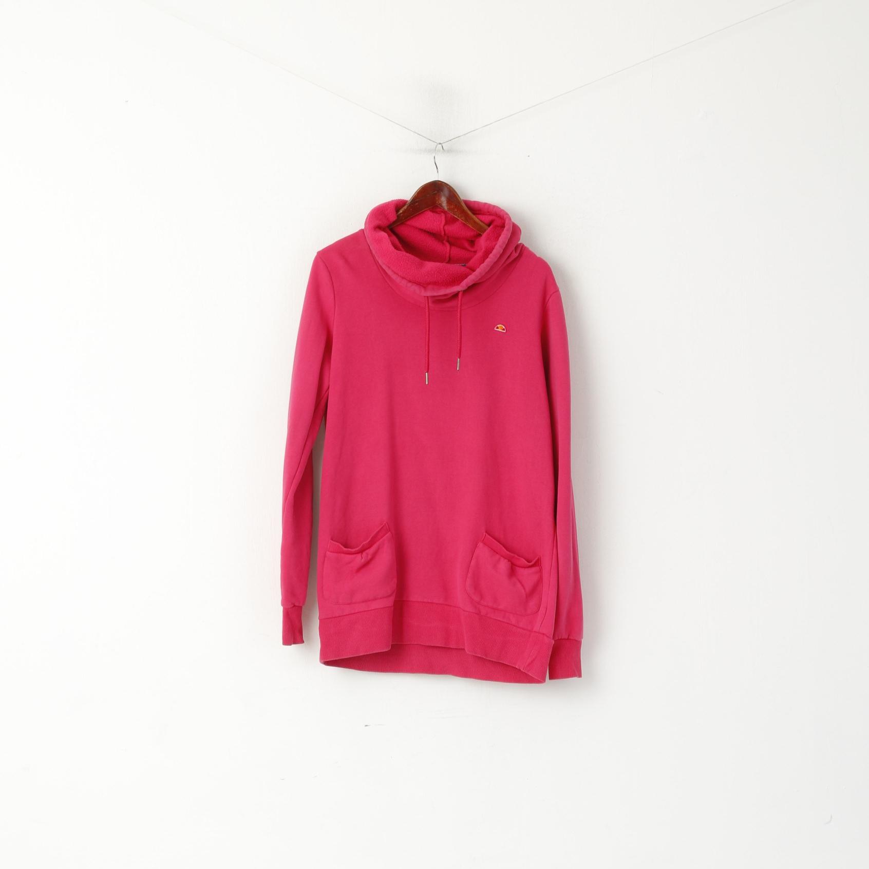 Ellesse Felpa XL da donna Felpa lunga in cotone rosa con collo alto sportivo