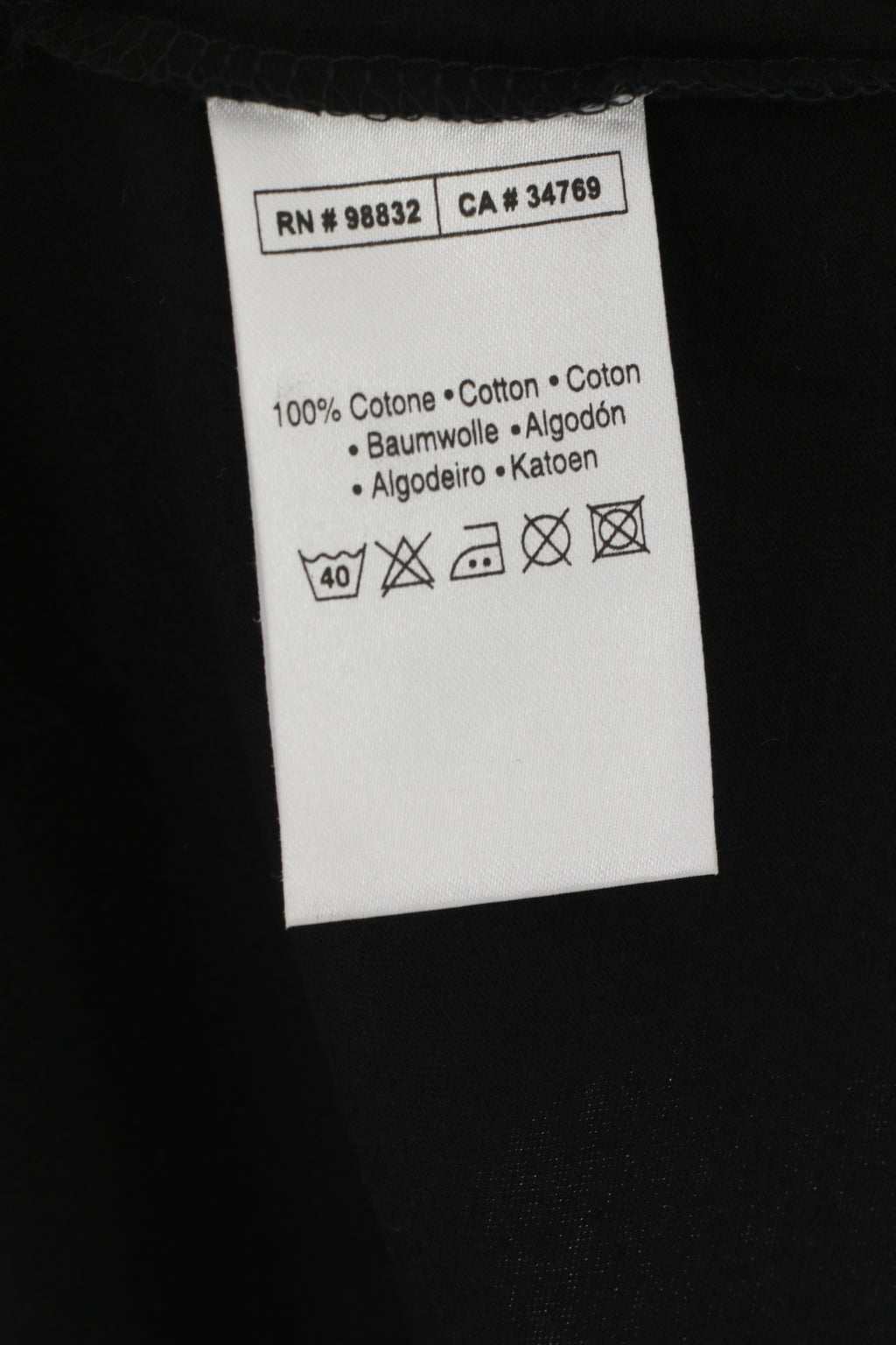 Kappa Men L Shirt Black Cotton Vintage V Neck Classic Plain Stretch Sport Top