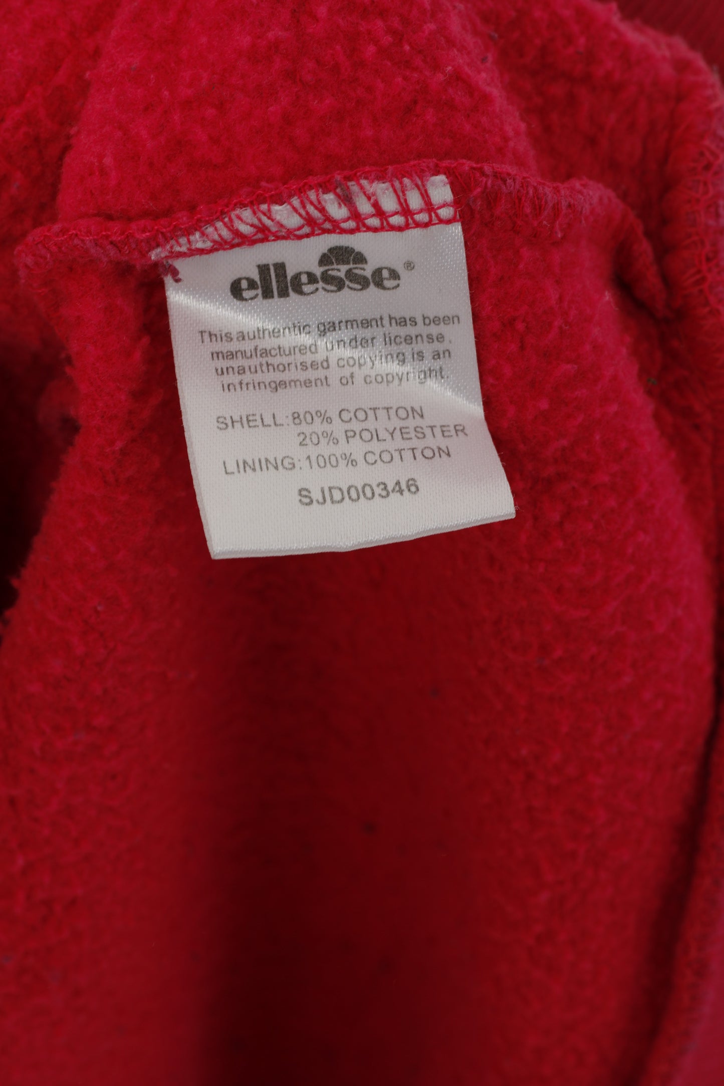 Ellesse Women XL Sweatshirt Pink Cotton Long Sportswear High Collar Top