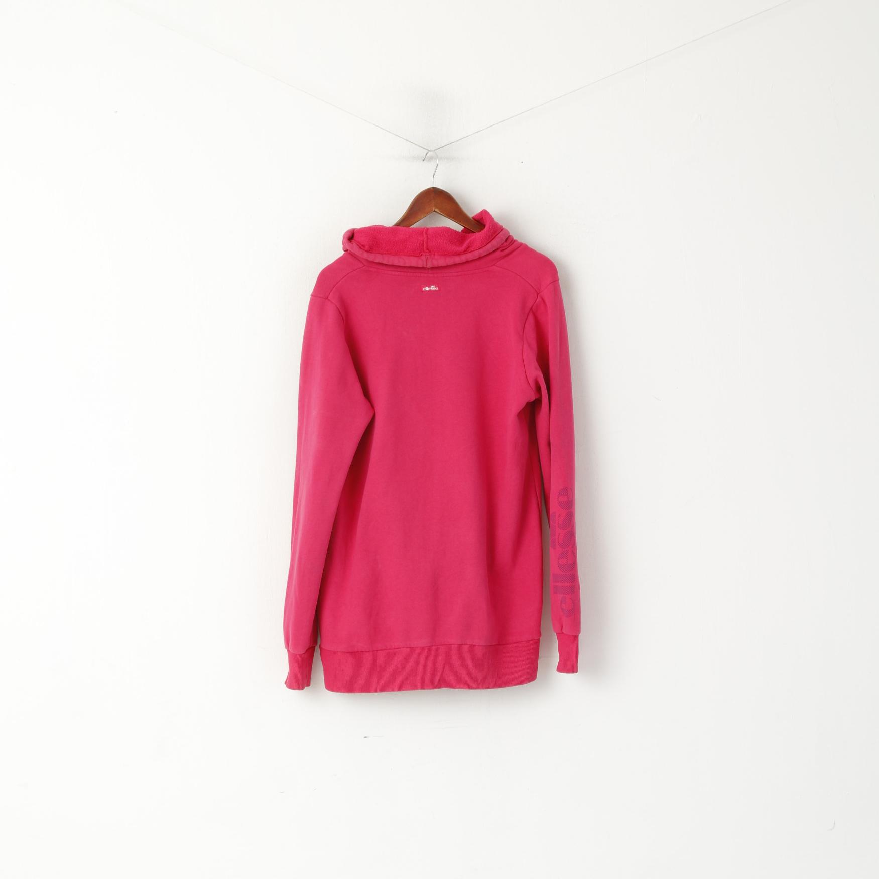 Ellesse Felpa XL da donna Felpa lunga in cotone rosa con collo alto sportivo