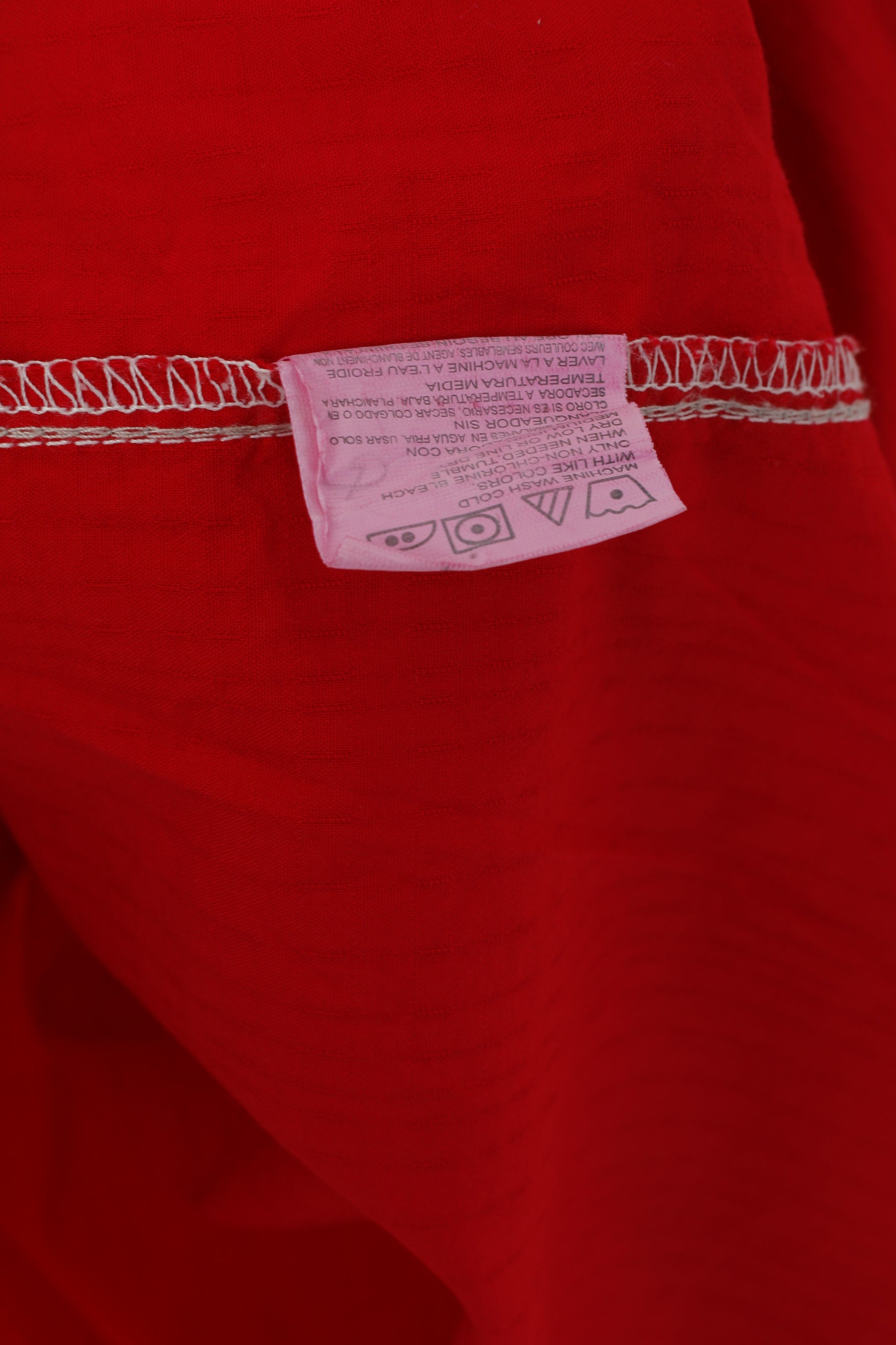 Camicia casual da uomo Rock 47 L. Top a maniche lunghe con bottoni automatici in cotone rosso con perle ricamate