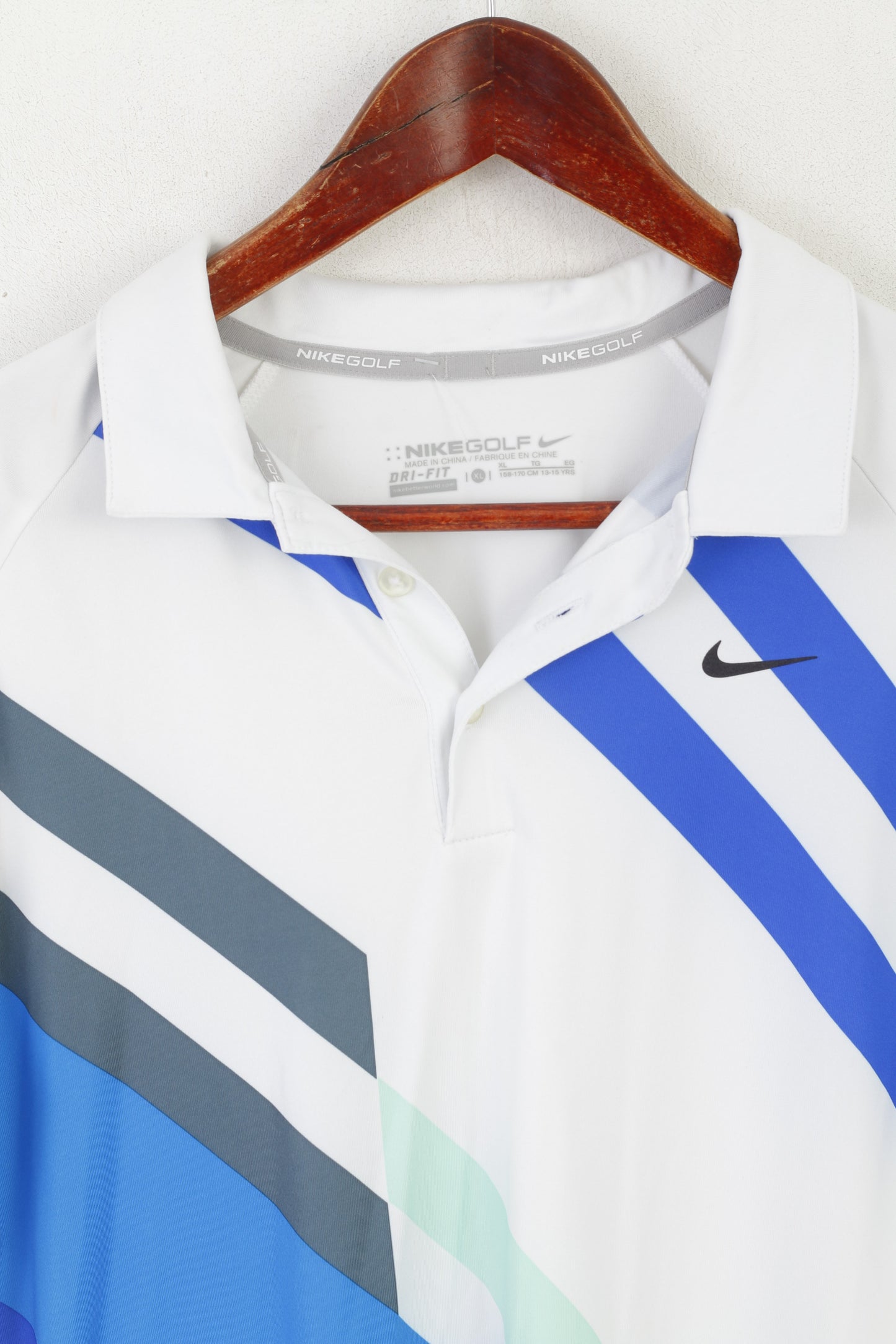 Nike Golf Garçons 158-170 13-15 Âge Polo Blanc Dri-Fit Activewear Haut en Jersey