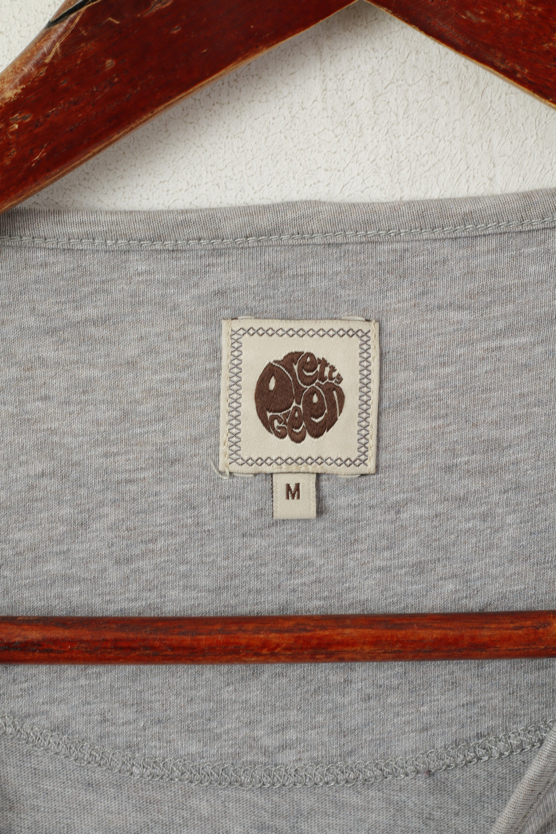 Pretty Green Men M Shirt Gray Cotton Crew Neck Graphic Funny Top