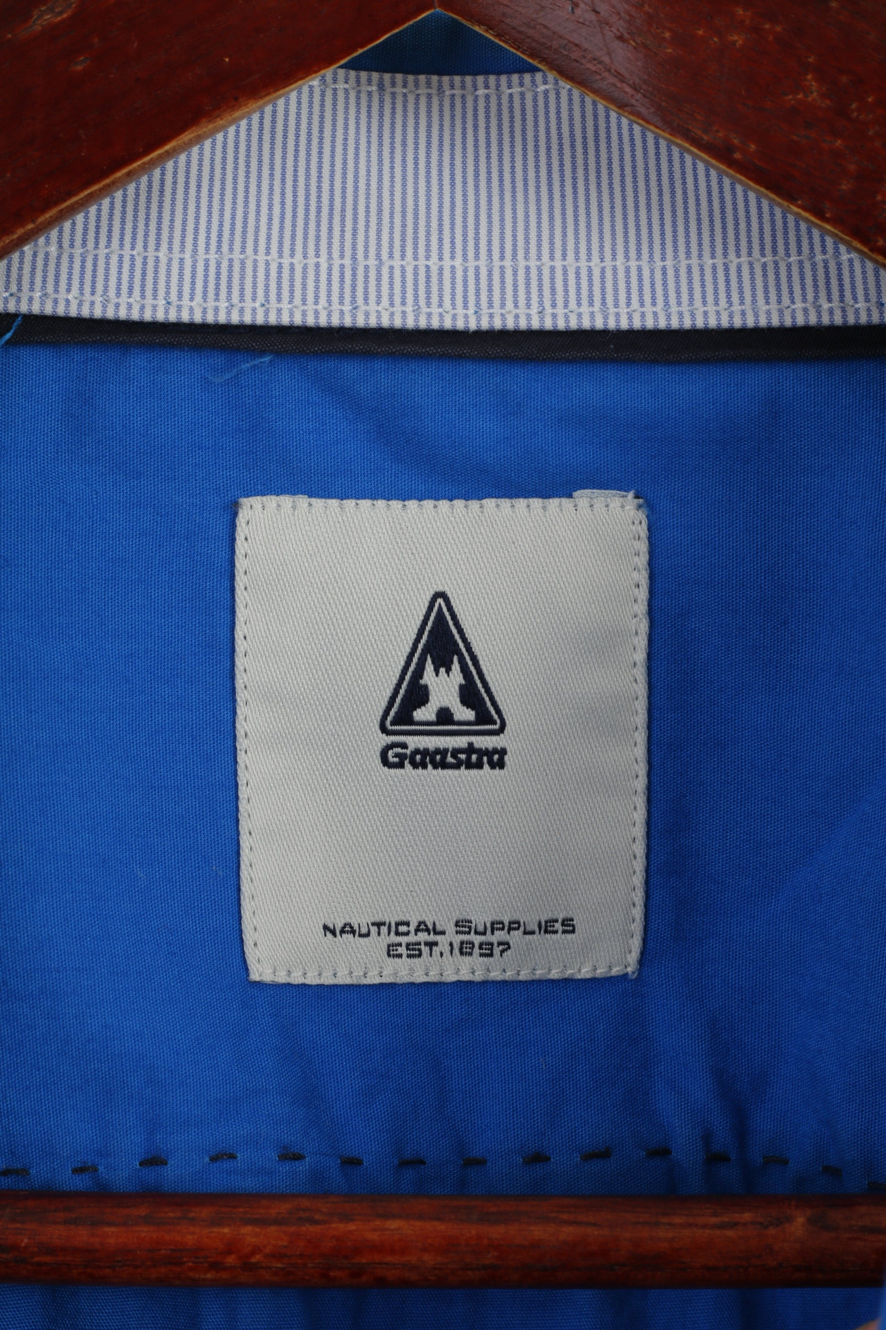 Gaastra Men XL Casual Shirt Blue Cotton Emroidered Port Noir Yachtclub Geneve Top