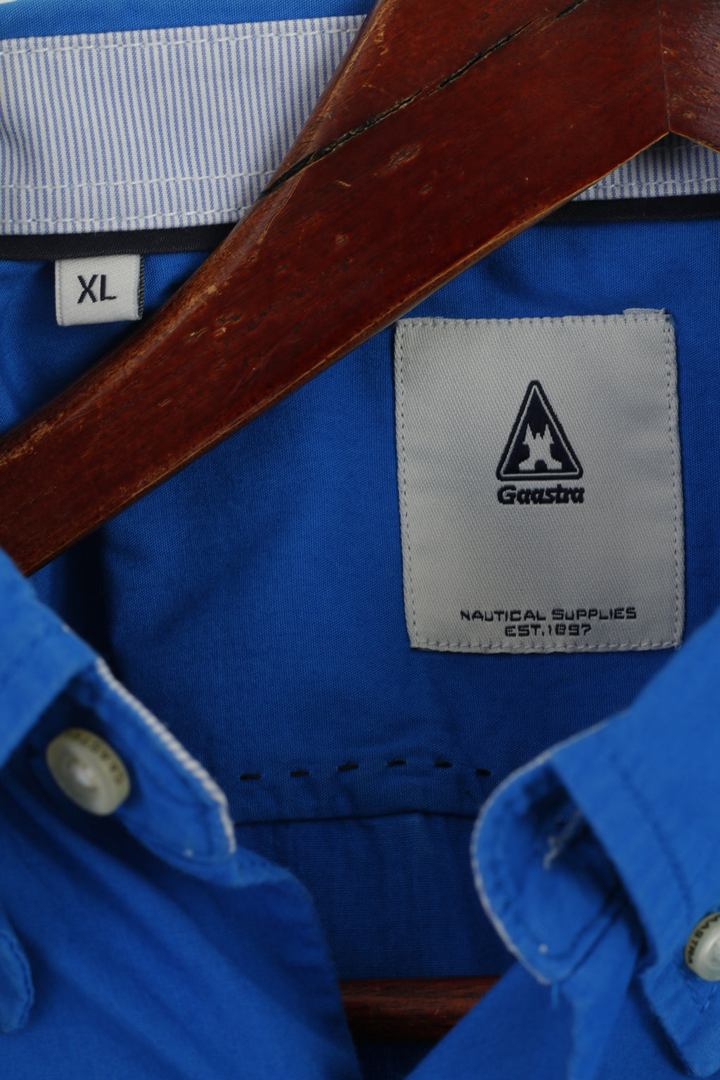 Gaastra Men XL Casual Shirt Blue Cotton Emroidered Port Noir Yachtclub Geneve Top