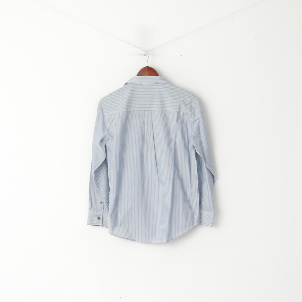 Nautica Chemise décontractée pour jeunes de 14 à 16 ans, haut à manches longues en coton rayé bleu avec poche