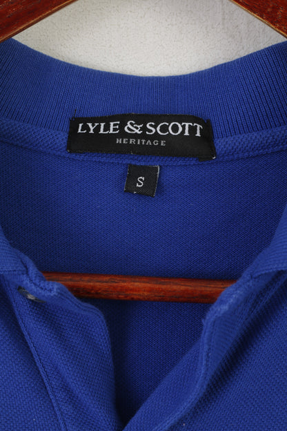 Lyle & Scott Heritage Men S Polo Shirt Blue Cotton Detailed Buttons Plain Top