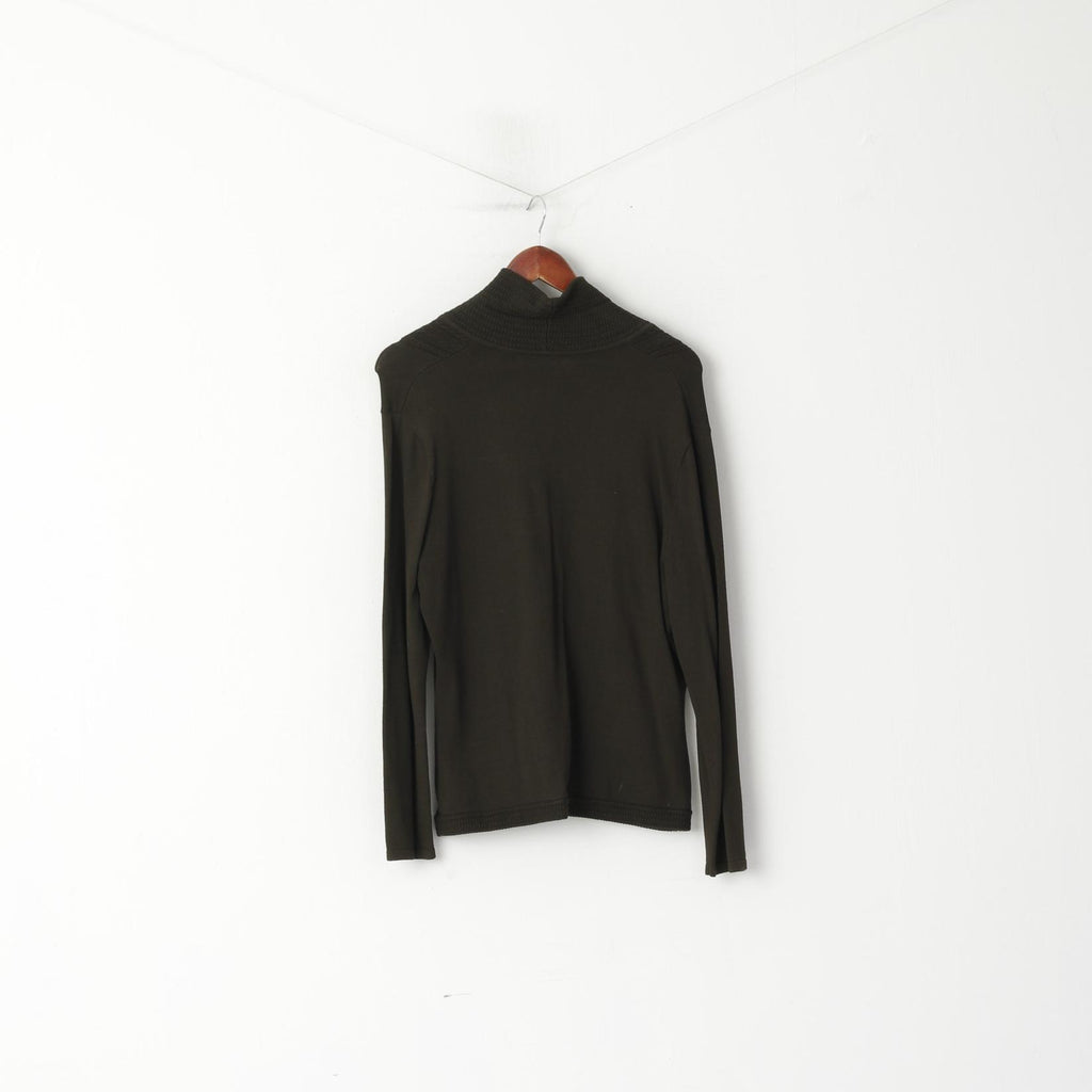 Jones New York Women M Jumper Dark Green Shawl Rayon Nylon Blend Button Forn Cardigan