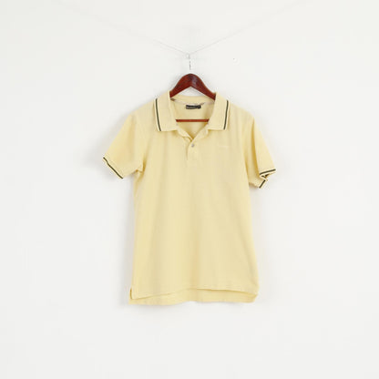 Barbour Men S Polo Shirt Yellow Cotton Detailed Buttons Plain Top