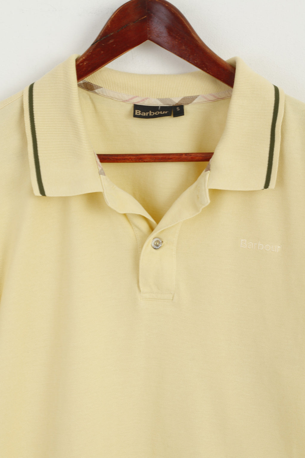 Barbour Men S Polo Shirt Yellow Cotton Detailed Buttons Plain Top