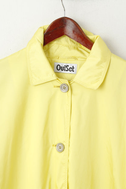 Ouiset Women 10 M Coat Yellow Shiny Single Breasted Nylon Oversize Classic