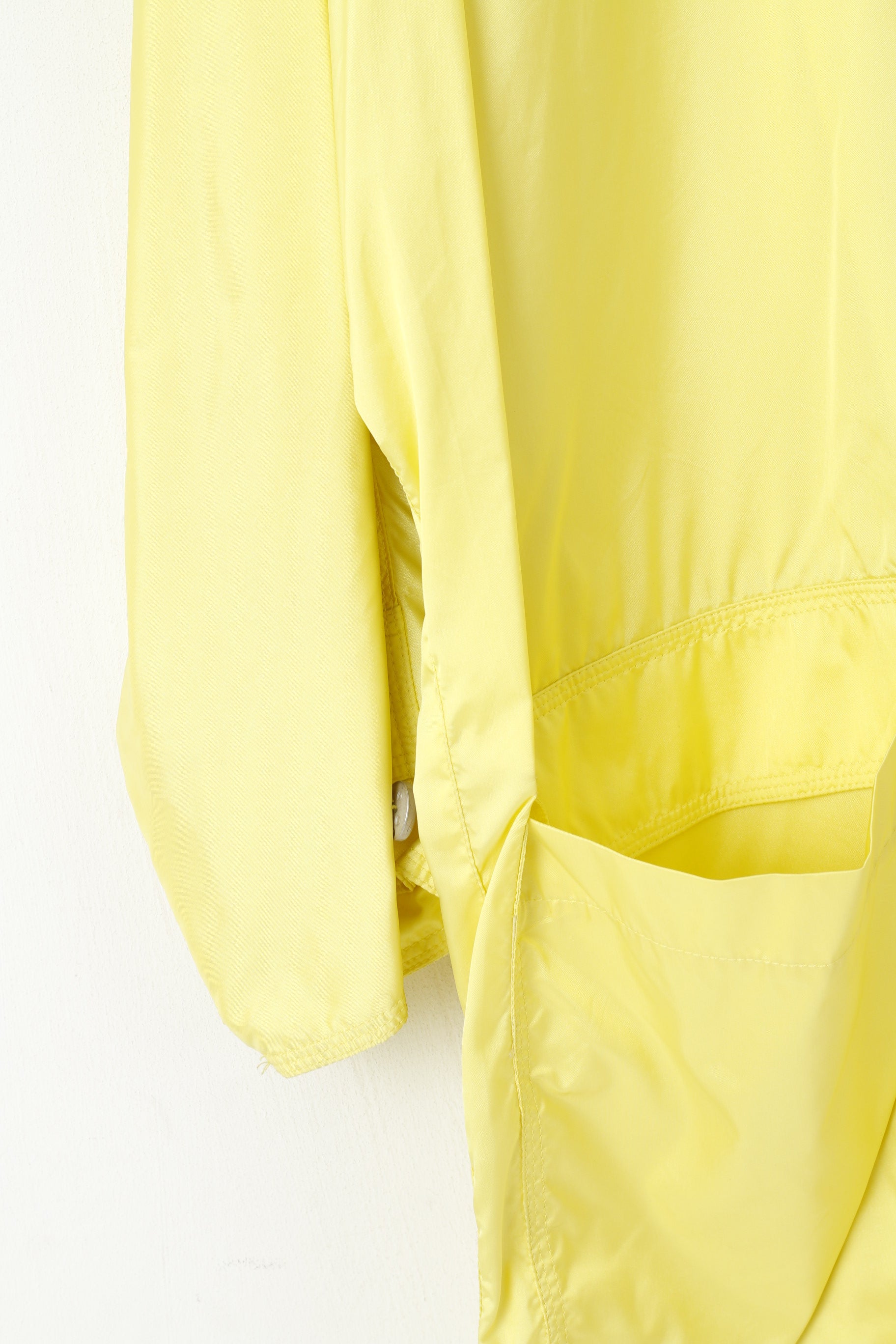 Ouiset Women 10 M Coat Yellow Shiny Single Breasted Nylon Oversize Classic