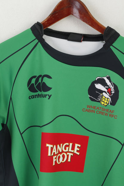 Canterbury Of New Zealand Men M Shirt Green Wheatsheaf Cabin Crew RFC #6 Jersey Top