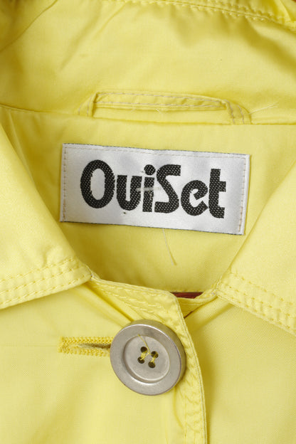Ouiset Women 10 M Coat Yellow Shiny Single Breasted Nylon Oversize Classic