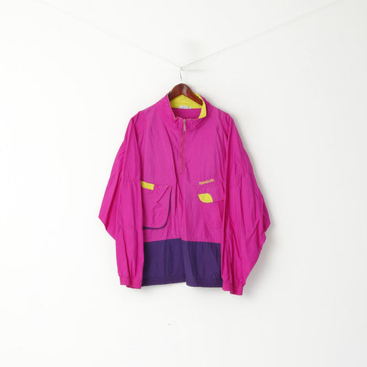Reebok Giacca pullover XL da donna Amaranth Vintage Activewear Tasche Festival Top