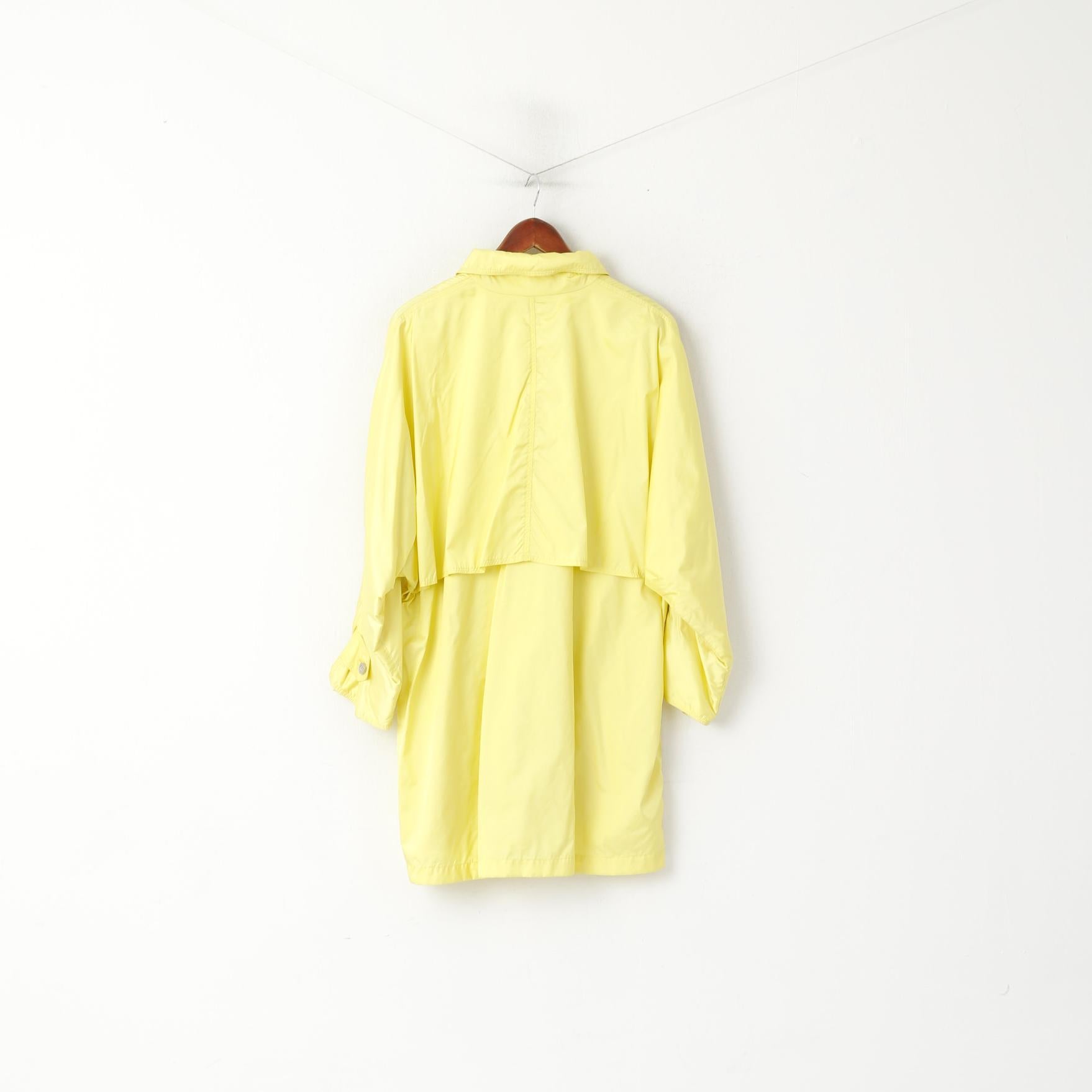 Ouiset Women 10 M Coat Yellow Shiny Single Breasted Nylon Oversize Classic