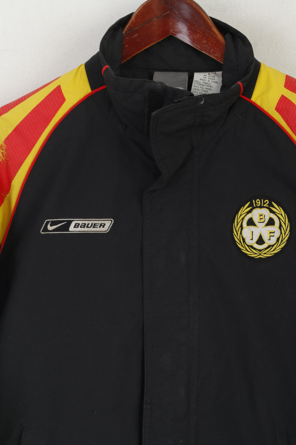 Nike Bauer Youth L 12-14 Age Jacket Black Nylon Brynäs IF Ice Hockey Vintage Top