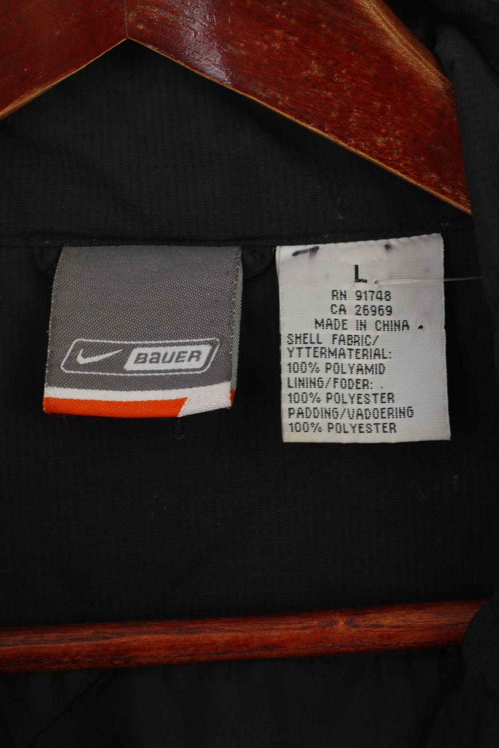 Nike Bauer Youth L 12-14 Age Jacket Black Nylon Brynäs IF Ice Hockey Vintage Top