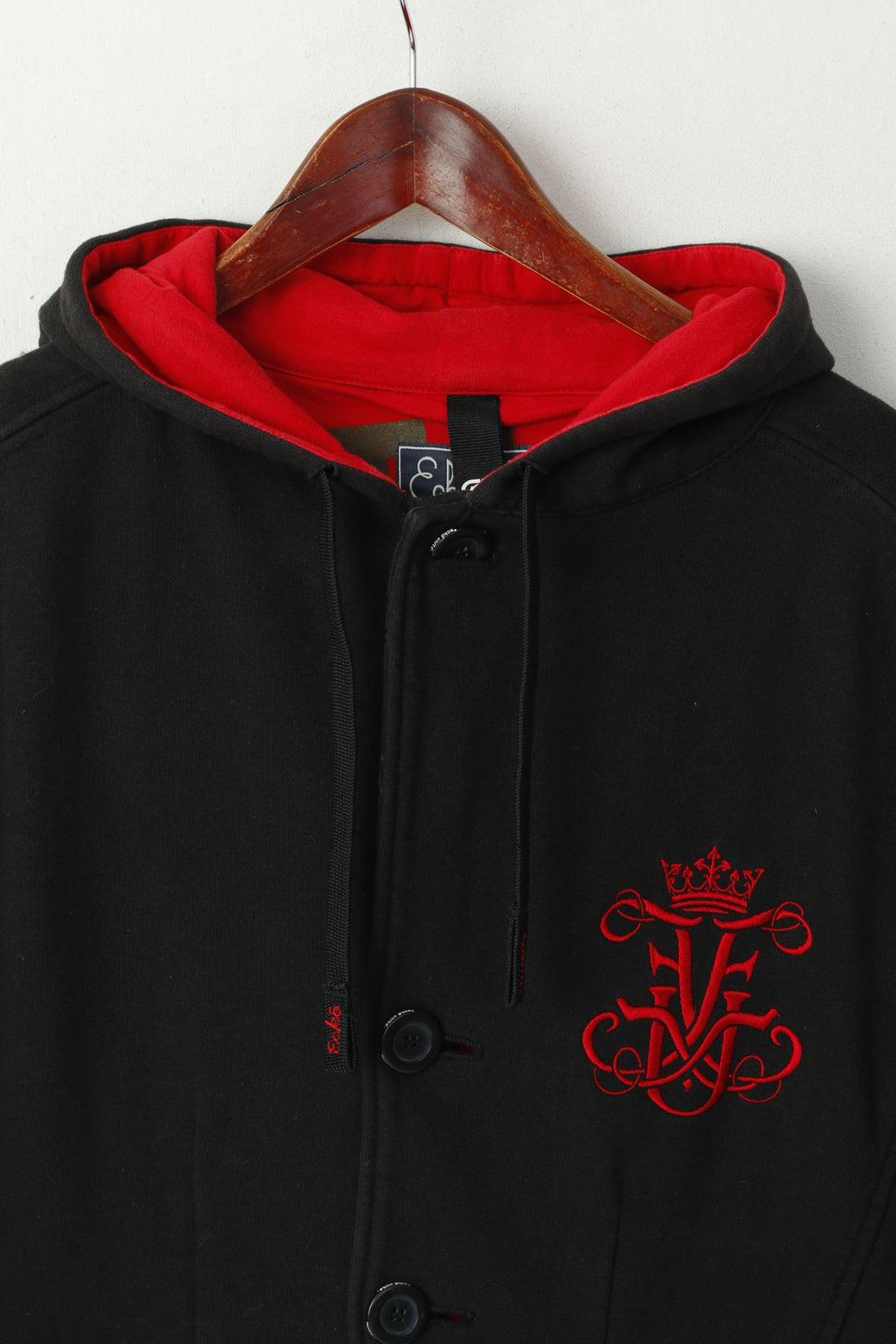 Ecko Unltd. Sweat-shirt à capuche en coton noir pour hommes, bouton détaillé sur le devant