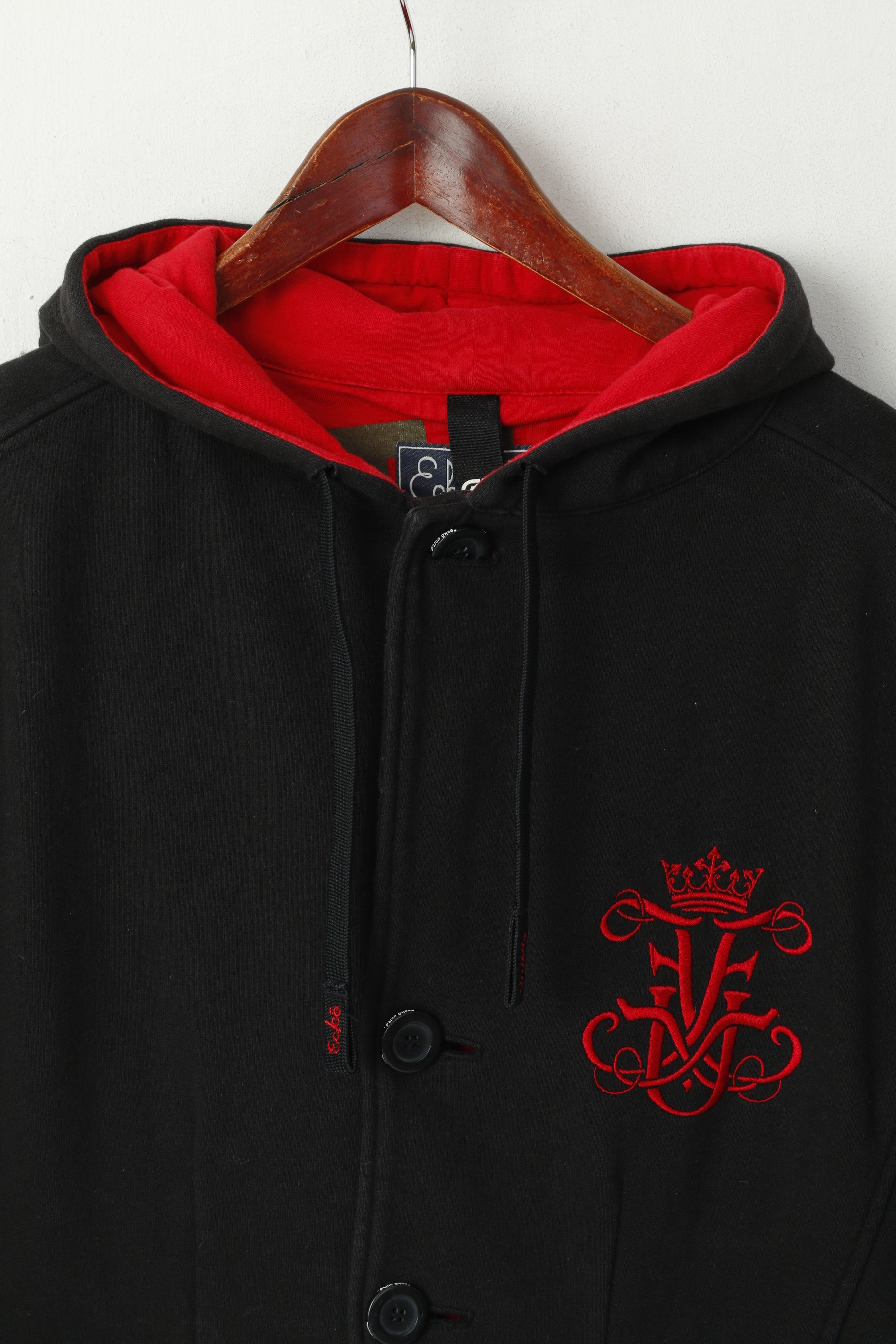 Ecko Unltd. Sweat-shirt à capuche en coton noir pour hommes, bouton détaillé sur le devant