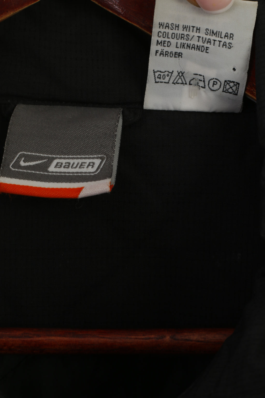 Nike Bauer Youth L 12-14 Age Jacket Black Nylon Brynäs IF Ice Hockey Vintage Top
