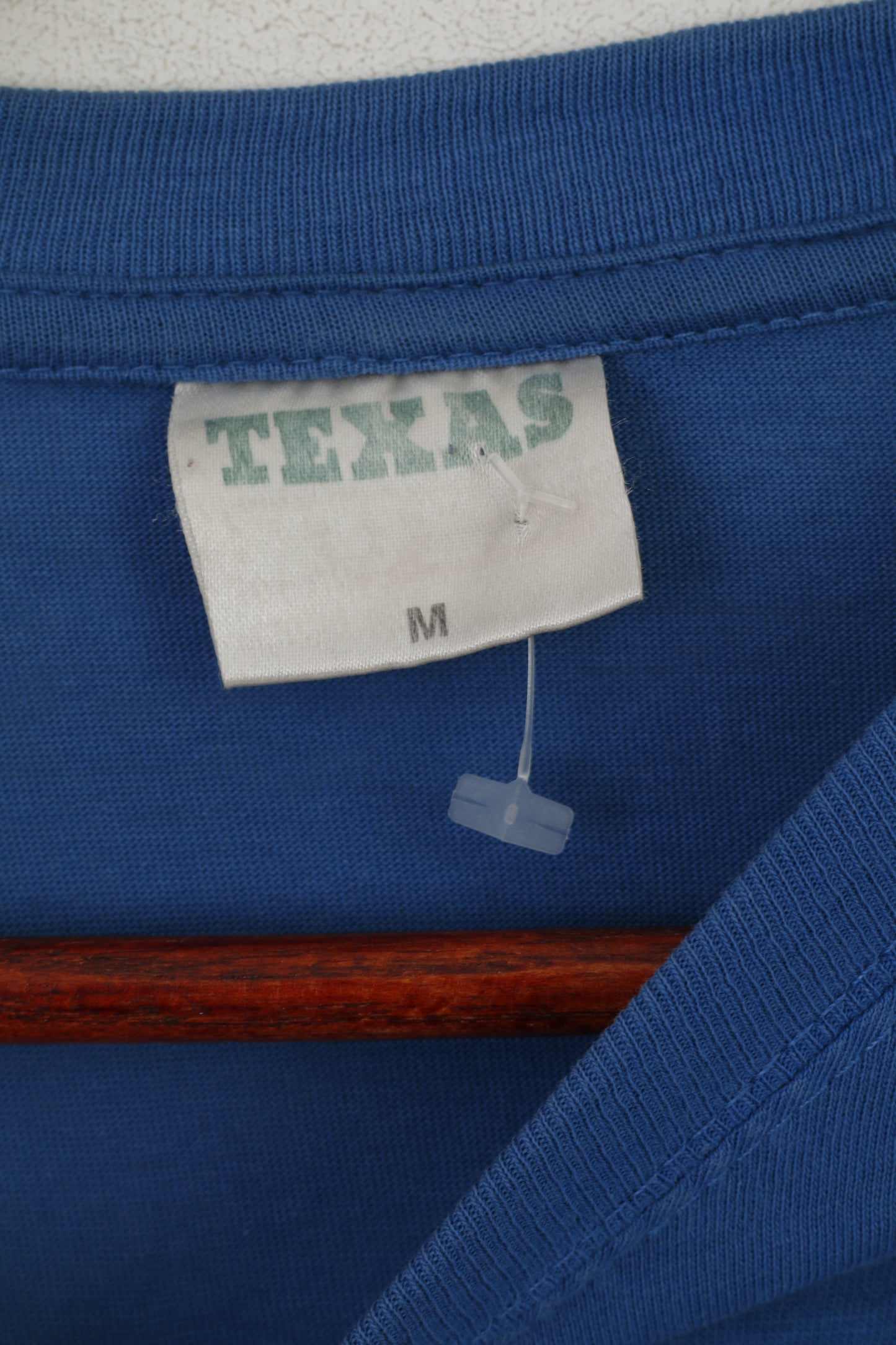 T-shirt da uomo Texas M. Top girocollo vintage con grafica Superman in cotone blu