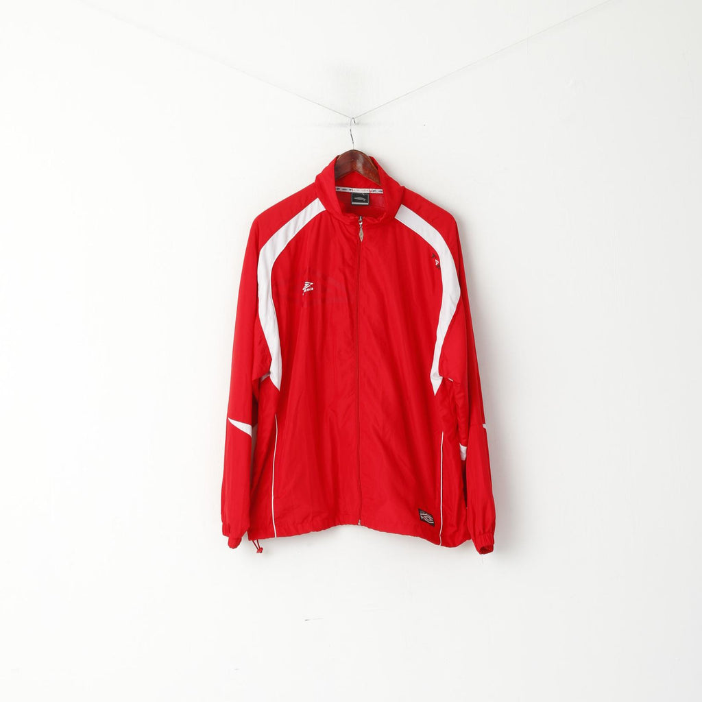 Umbro Hommes L Veste Rouge T4F Activewear Bomber Léger Zip Up Sport Top