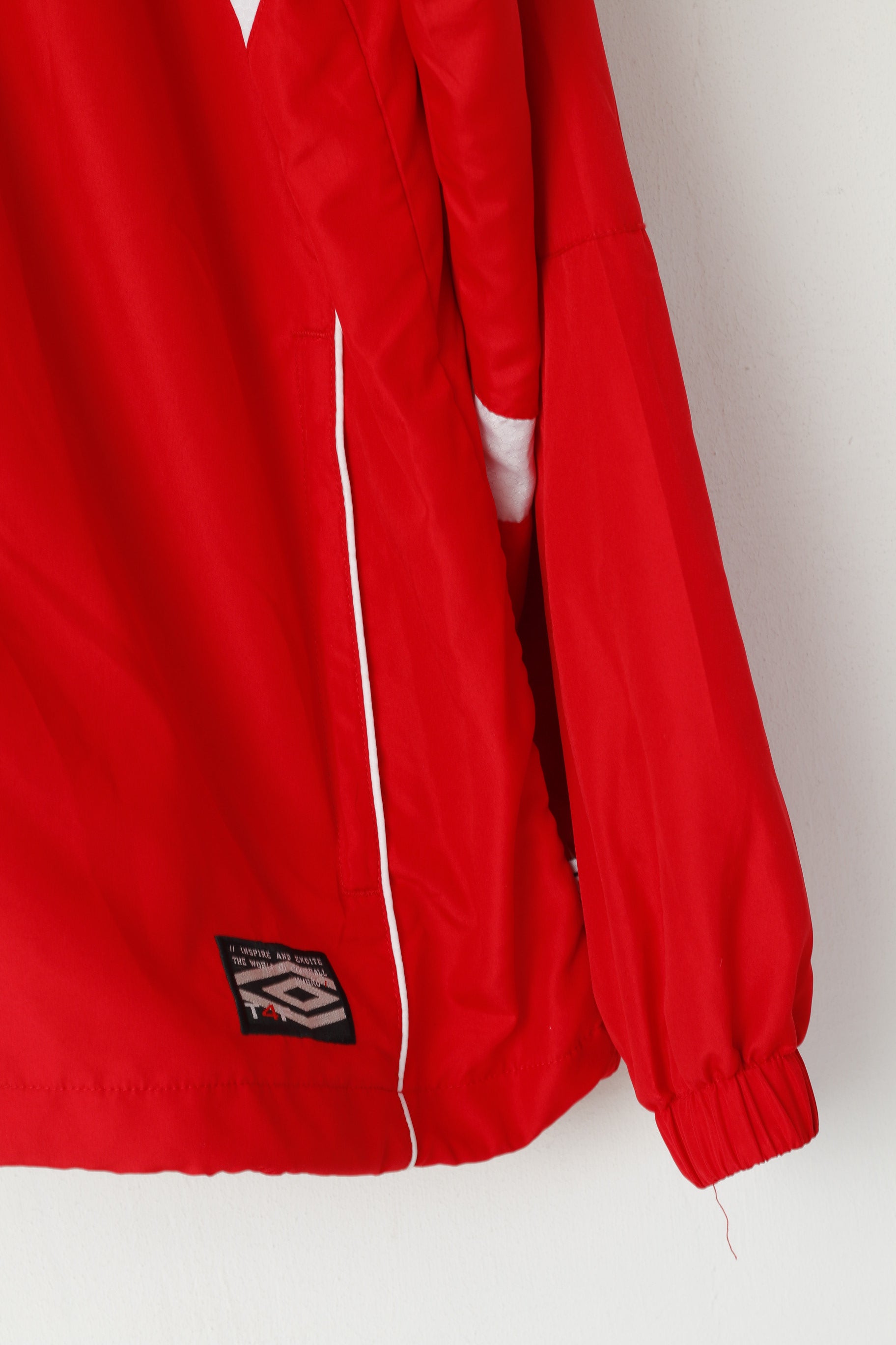 Giacca Umbro da uomo L rossa T4F Activewear Bomber leggero con cerniera Top sportivo